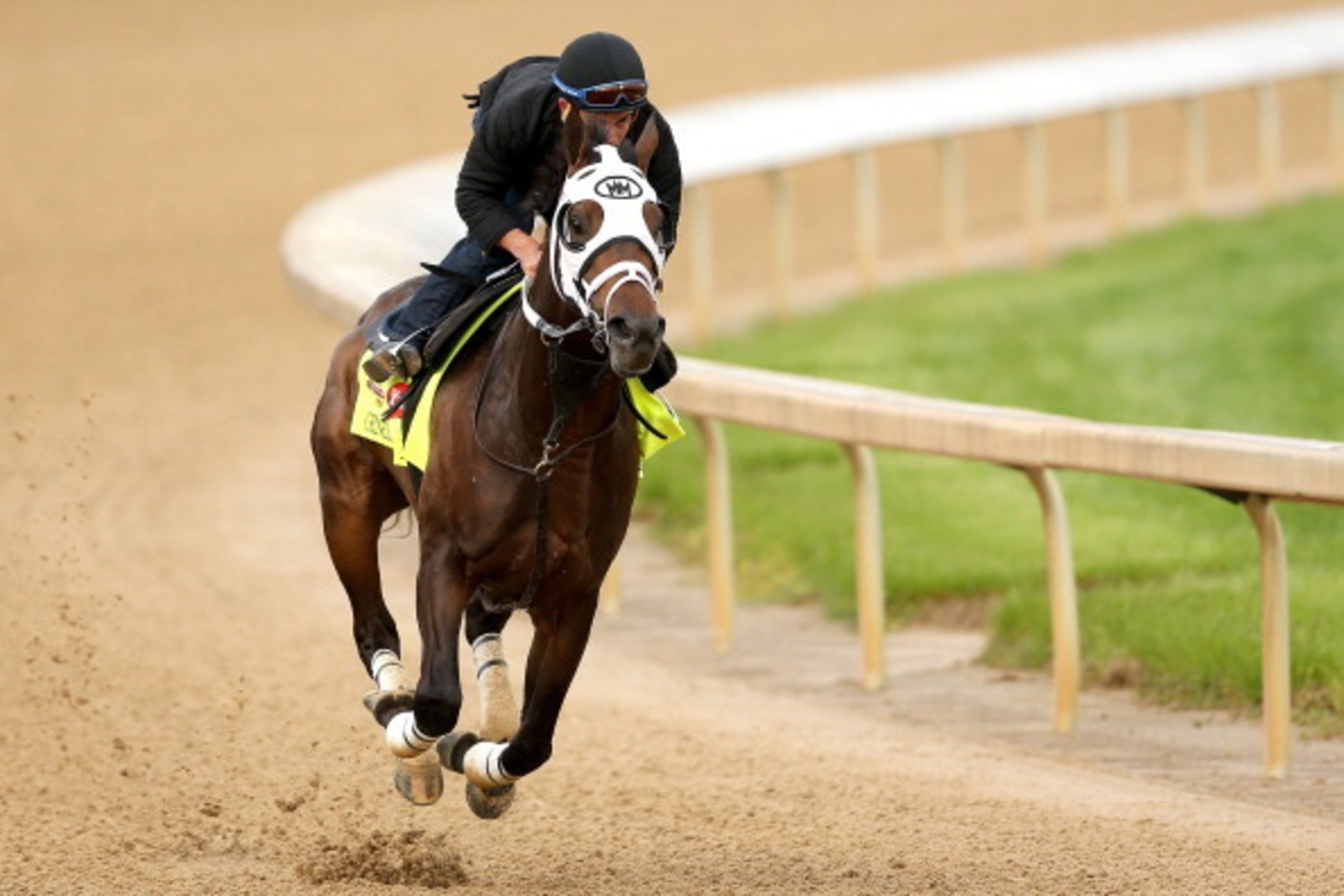 LOUISVILLE, KY - APRIL 29:  General A Rod is ridden by Joel Barrientos during the morning exercise session in preparation for the140th Kentucky Derby at Churchill Downs on April 29, 2014 in Louisville, Kentucky.  (Photo by Matthew Stockman/Getty Images)