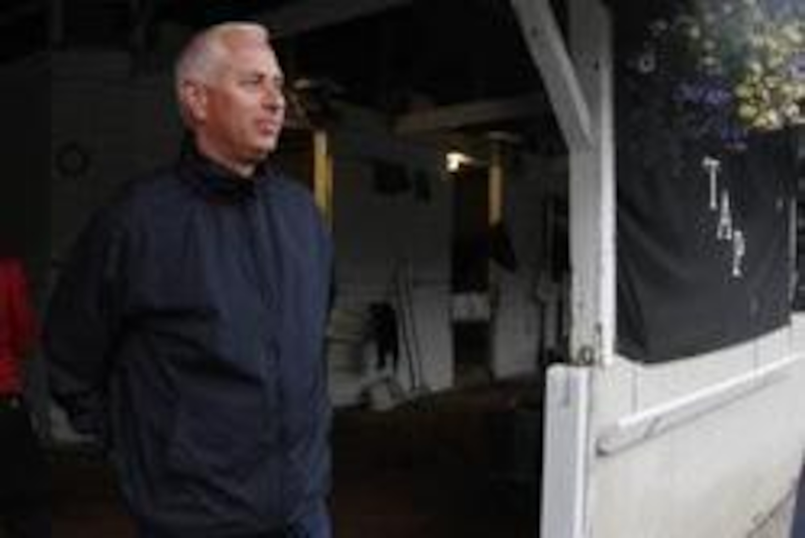 Apr 28, 2014; Louisville, KY, USA; Todd Pletcher trainer of Danza, Intense Holiday, We Miss Artie and Vincermos during morning workouts for the 140th Kentucky Derby at Churchill Downs. Mandatory Credit: Mark Zerof-USA TODAY Sports