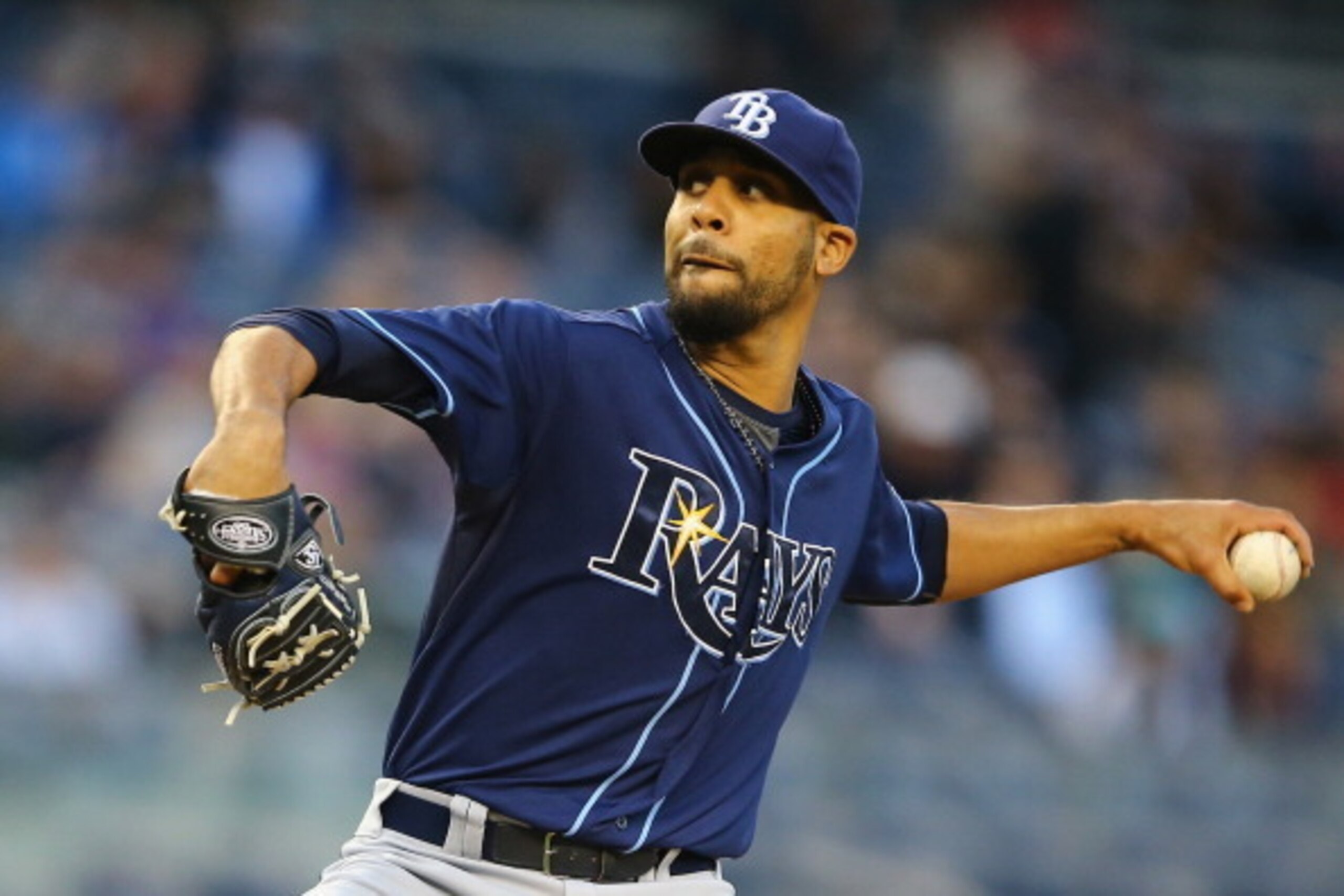 NEW YORK, NY - MAY 02:  David Price #14 of the Tampa Bay Rays pitches against the New York Yankees during their game at Yankee Stadium on May 2, 2014 in the Bronx borough of New York City.  (Photo by Al Bello/Getty Images)