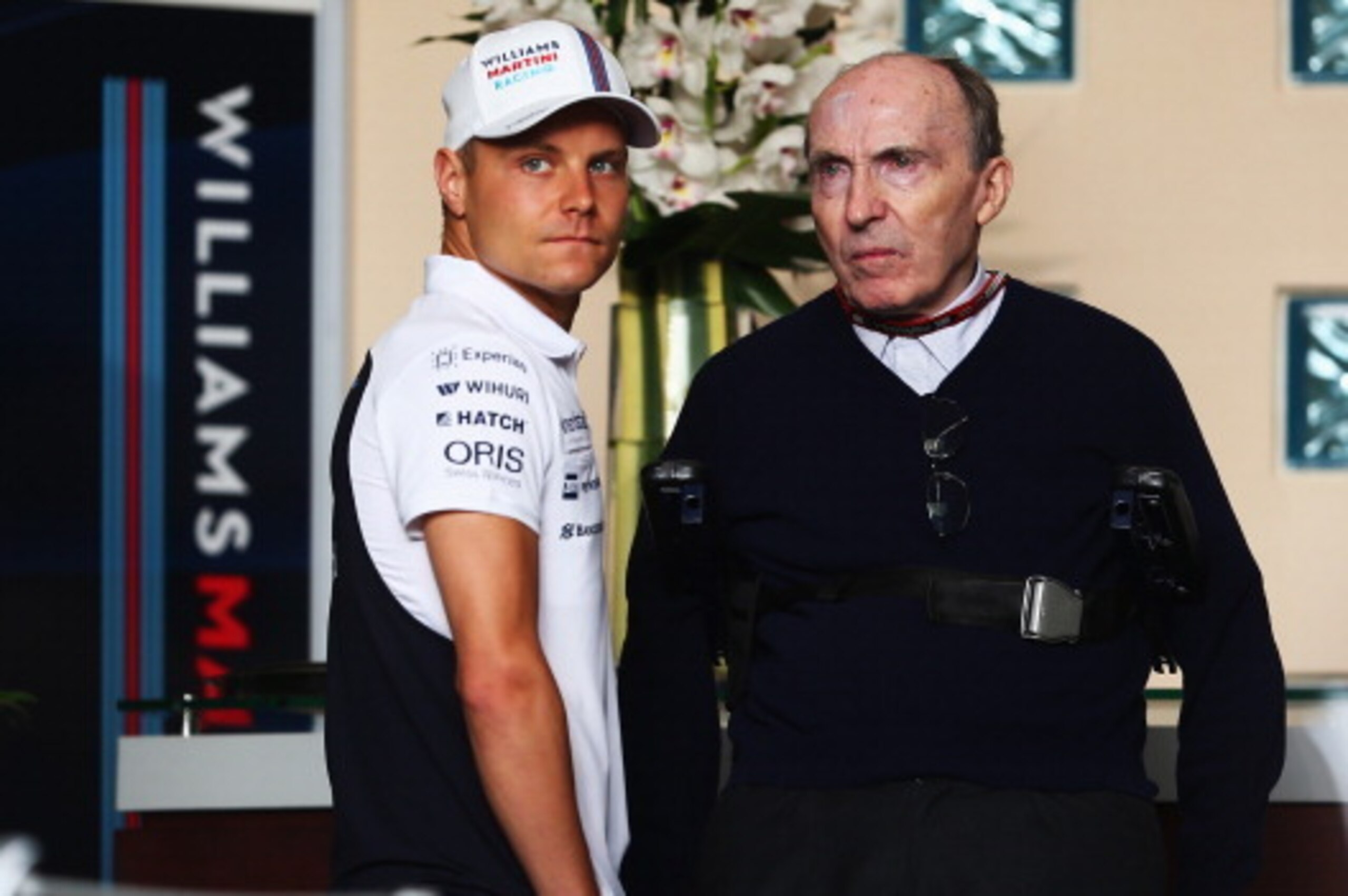 SAKHIR, BAHRAIN - APRIL 03:  Valtteri Bottas of Finland and Williams talks with Sir Frank Williams during previews for the Bahrain Formula One Grand Prix at the Bahrain International Circuit on April 3, 2014 in Sakhir, Bahrain.  (Photo by Paul Gilham/Gett