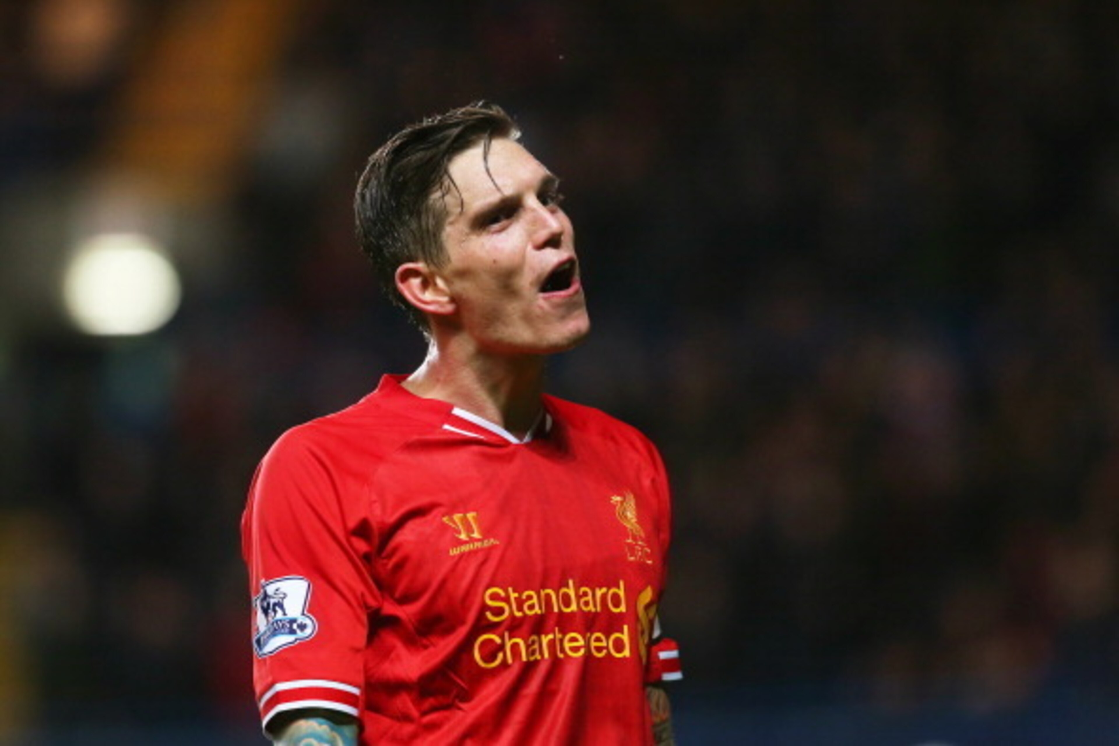 LONDON, ENGLAND - DECEMBER 29:  Daniel Agger of Liverpool reacts during the Barclays Premier League match between Chelsea and Liverpool at Stamford Bridge on December 29, 2013 in London, England.  (Photo by Julian Finney/Getty Images)