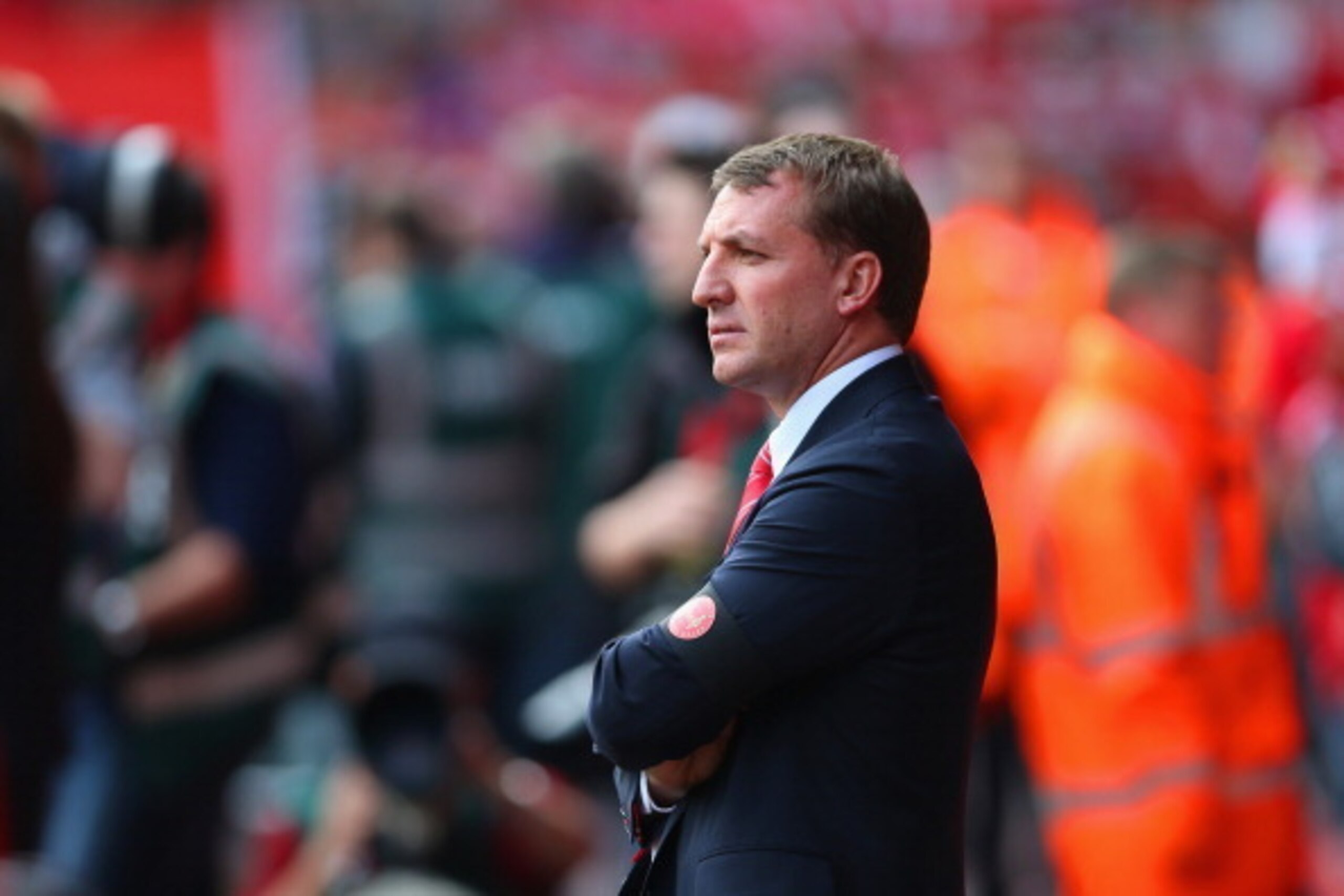 LIVERPOOL, ENGLAND - APRIL 27:  Manager Brendan Rodgers of Liverpool looks on during the Barclays Premier League match between Liverpool and Chelsea at Anfield on April 27, 2014 in Liverpool, England.  (Photo by Clive Brunskill/Getty Images)