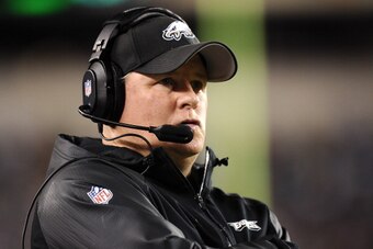 PHILADELPHIA, PA - DECEMBER 22:  Philadelphia Eagles head coach Chip Kelly looks on during the second half against the Chicago Bears at Lincoln Financial Field on December 22, 2013 in Philadelphia, Pennsylvania. The Eagles defeat the Bears 54-11. (Photo b