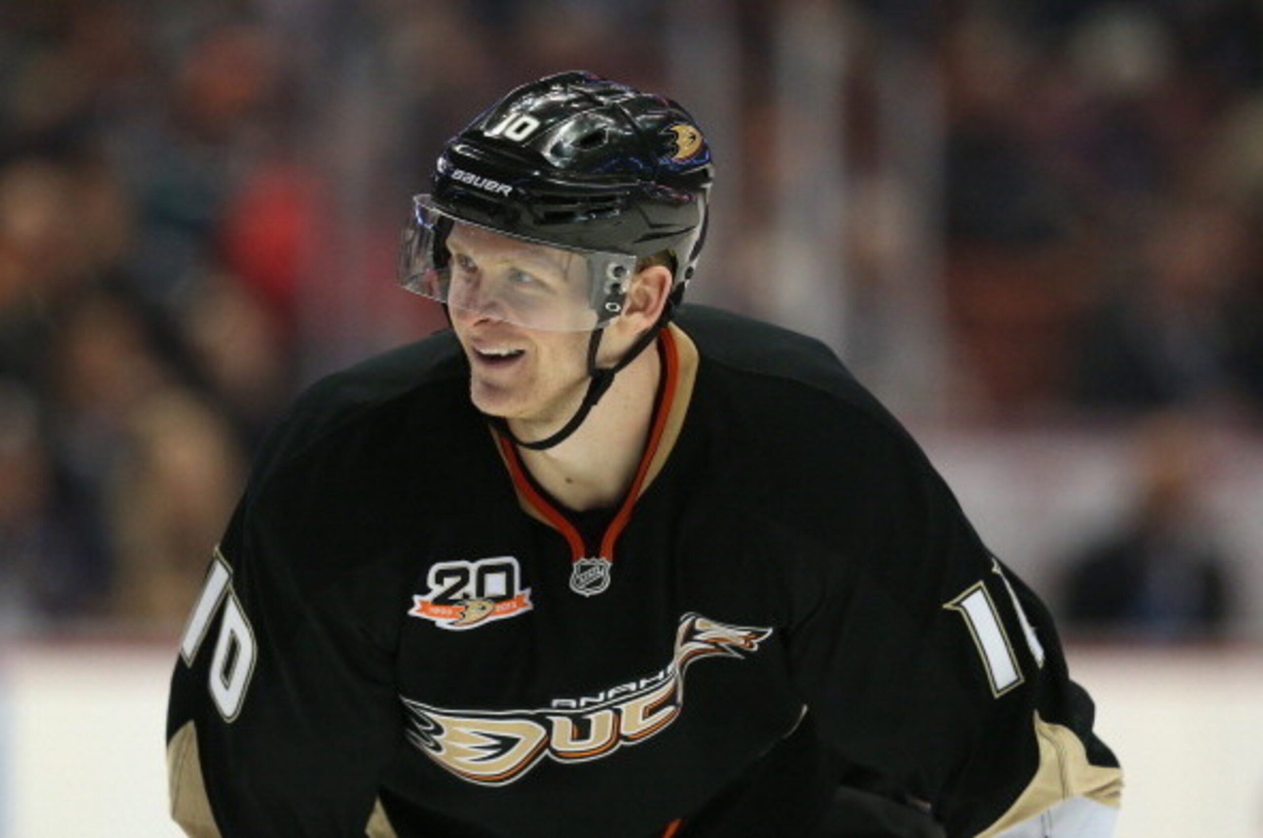 ANAHEIM, CA - APRIL 02:  Corey Perry #10 of the Anaheim Ducks looks on against the Edmonton Oilers at Honda Center on April 2, 2014 in Anaheim, California.  (Photo by Jeff Gross/Getty Images)