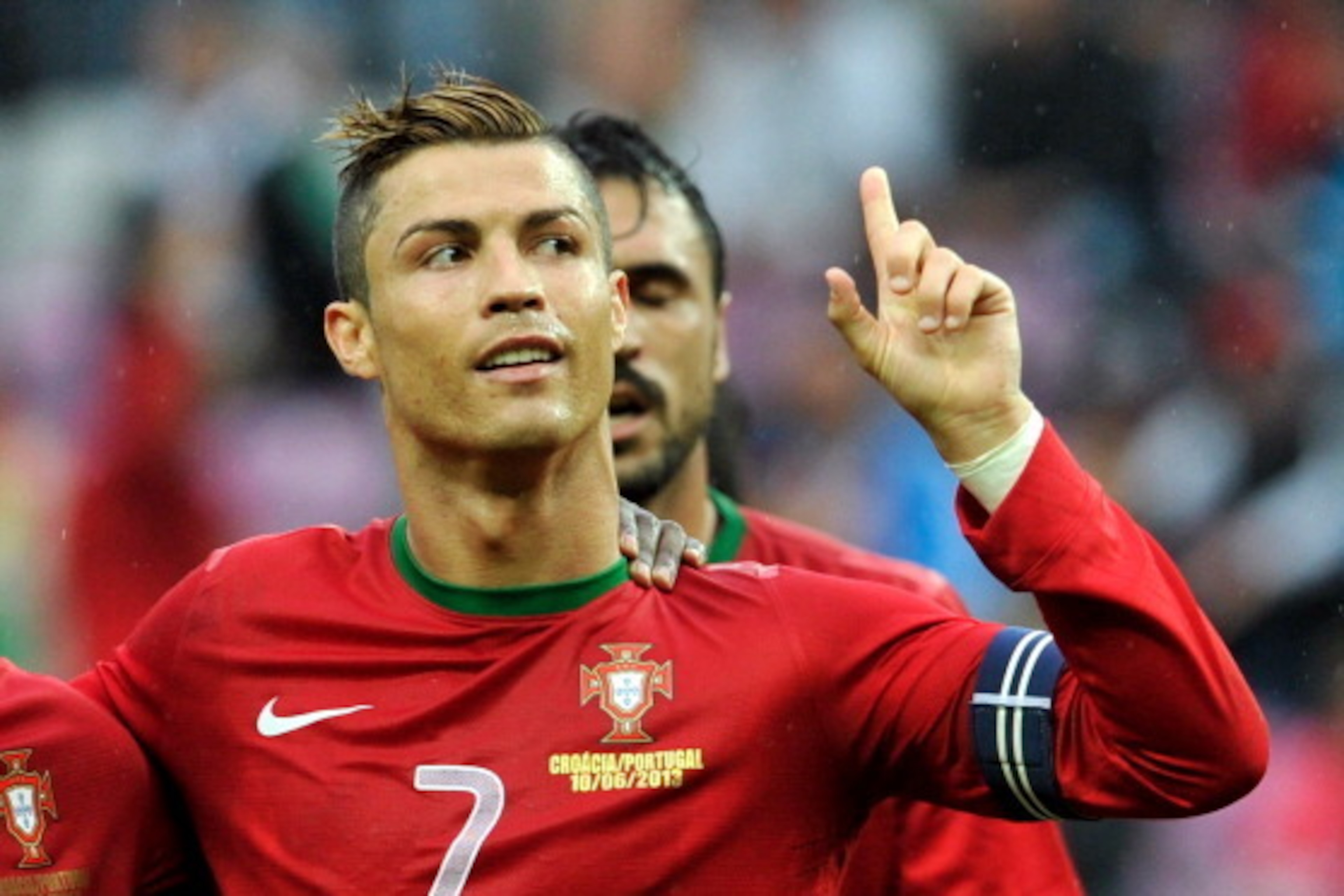 GENEVA, SWITZERLAND - JUNE 10:  Cristiano Ronaldo of Portugal celebrates his goal of Portugal during the international friendly match between Portugal and Croatia on June 10, 2013 in Geneva, Switzerland.  (Photo by Harold Cunningham/Getty Images)
