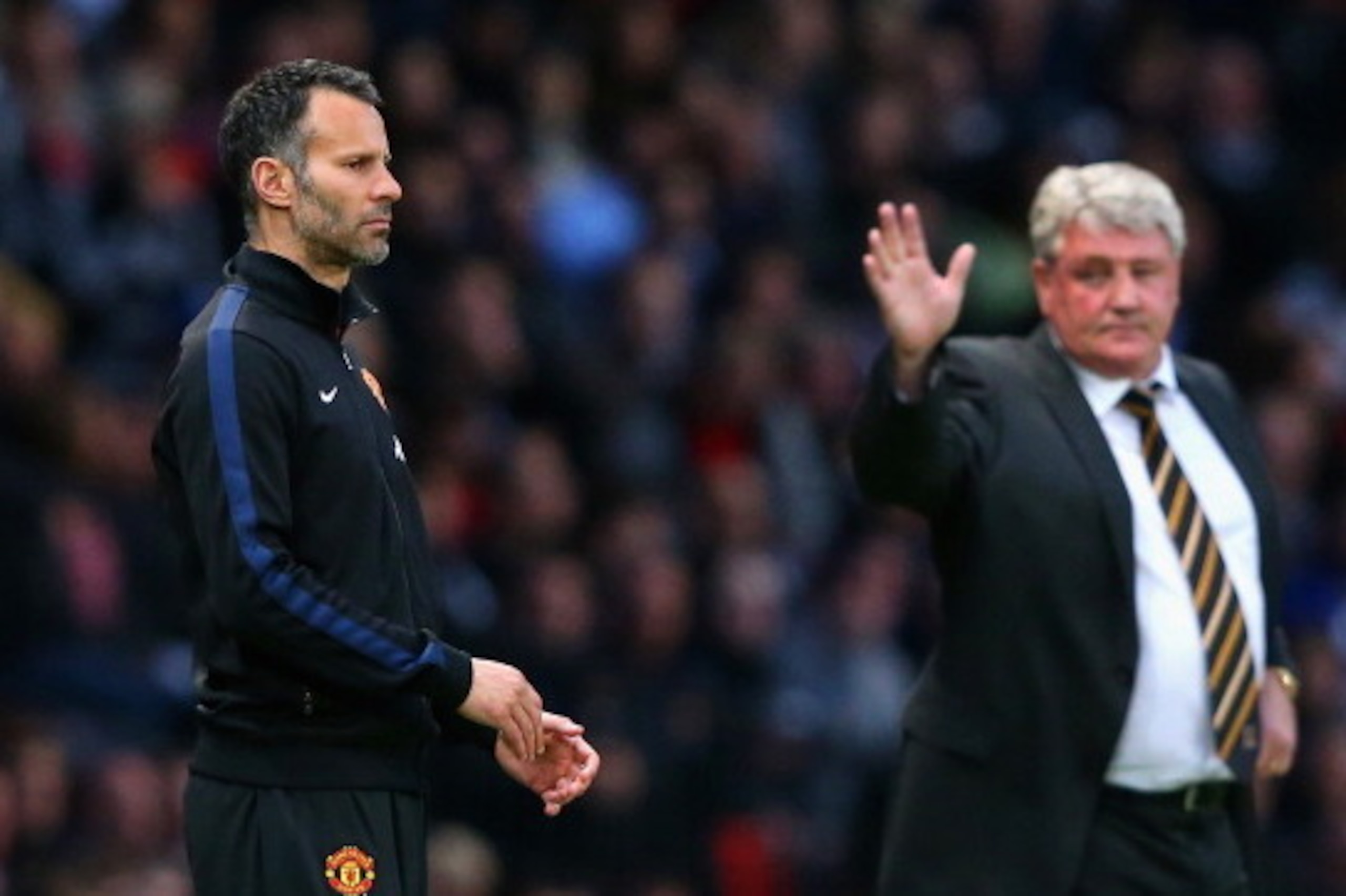 MANCHESTER, ENGLAND - MAY 06:  Manchester United Caretaker Manager Ryan Giggs looks on during the Barclays Premier League match between Manchester United and Hull City at Old Trafford on May 6, 2014 in Manchester, England.  (Photo by Alex Livesey/Getty Im