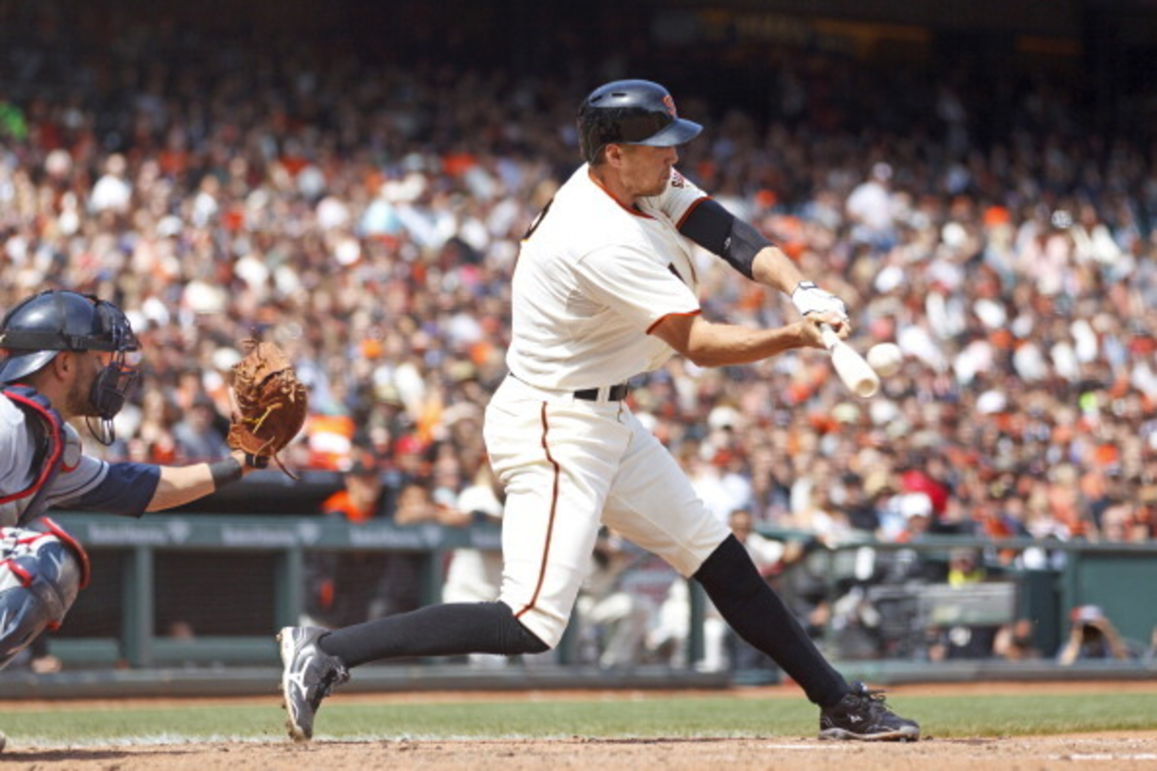 SAN FRANCISCO, CA - APRIL 26: Hunter Pence #8 of the San Francisco Giants hits a two RBI single against the Cleveland Indians during the fifth inning at AT&T Park on April 26, 2014 in San Francisco, California. (Photo by Jason O. Watson/Getty Images) SAN FRANCISCO, CA - APRIL 26: Hunter Pence #8 of the San Francisco Giants hits a two RBI single against the Cleveland Indians during the fifth inning at AT&T Park on April 26, 2014 in San Francisco, California. (Photo by Jason O. Watson/Getty Images)