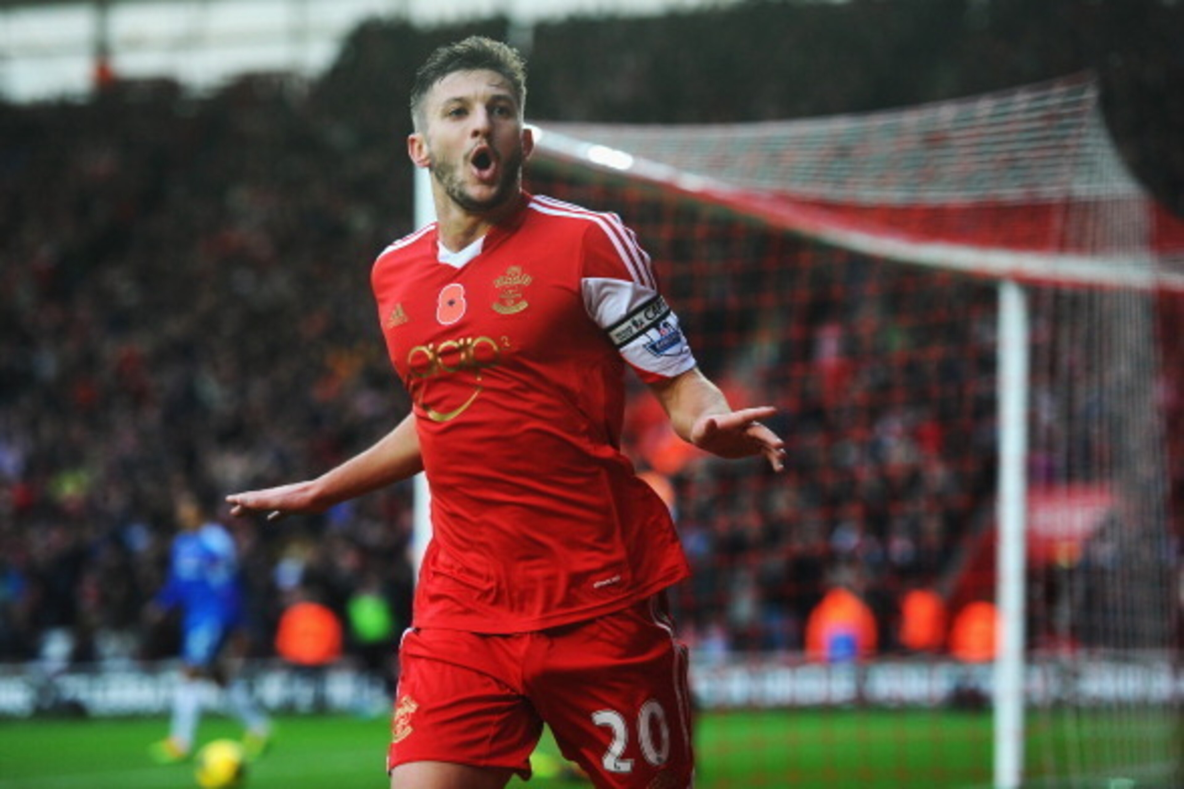 SOUTHAMPTON, ENGLAND - NOVEMBER 09:  Adam Lallana of Southampton celebrates after scoring during the Barclays Premier League match between Southampton and Hull City at St Mary's Stadium on November 9, 2013 in Southampton, England.  (Photo by Mike Hewitt/G