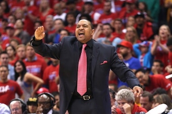LOS ANGELES, CA - MAY 03:  Head coach Mark Jackson of the Golden State Warriors shouts instructions in the game with the Los Angeles Clippers in Game Seven of the Western Conference Quarterfinals during the 2014 NBA Playoffs at Staples Center on May 3, 20