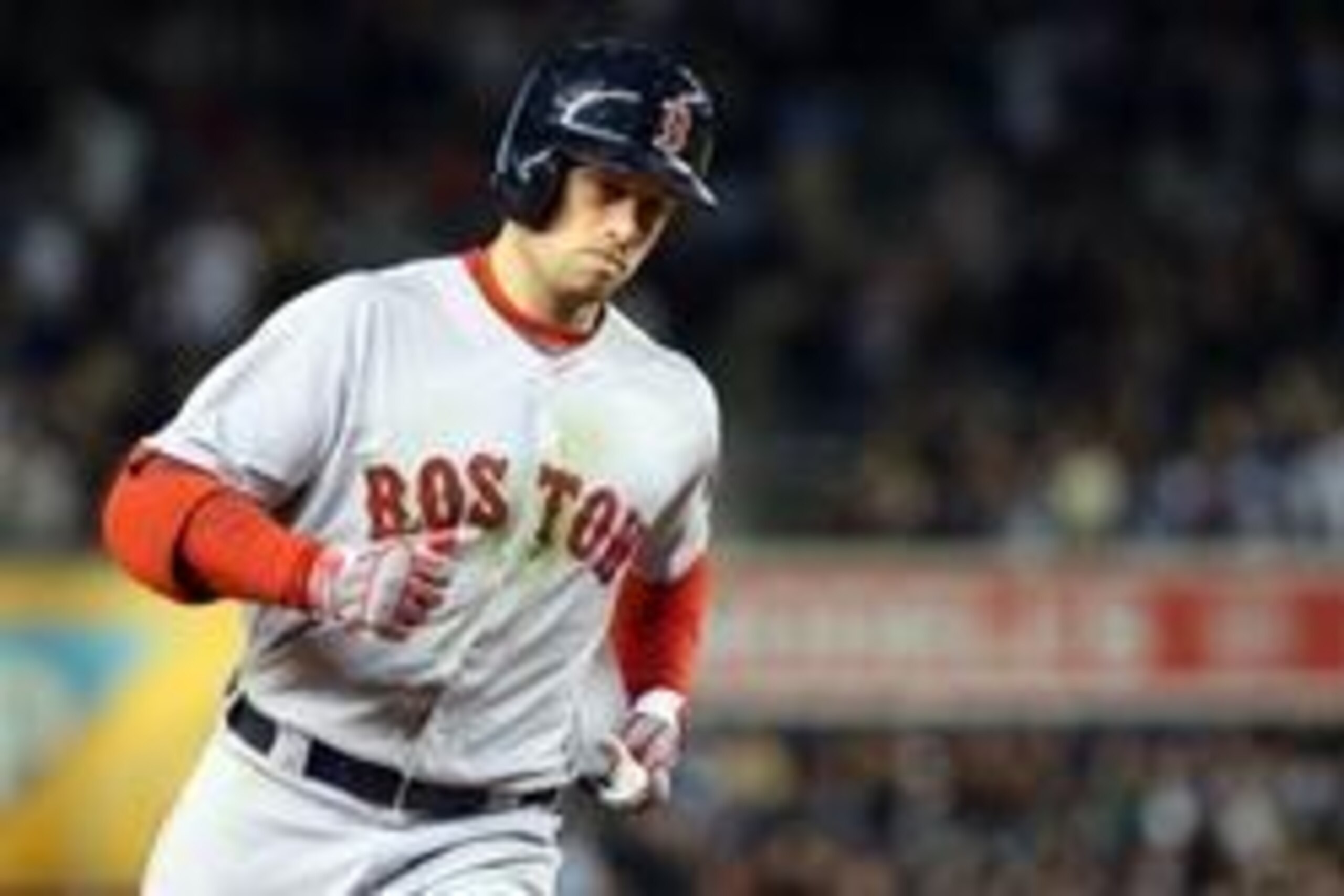 Apr 10, 2014; Bronx, NY, USA;  Boston Red Sox right fielder Daniel Nava (29) rounds the bases on his home run during the seventh inning against the New York Yankees at Yankee Stadium. Mandatory Credit: Anthony Gruppuso-USA TODAY Sports