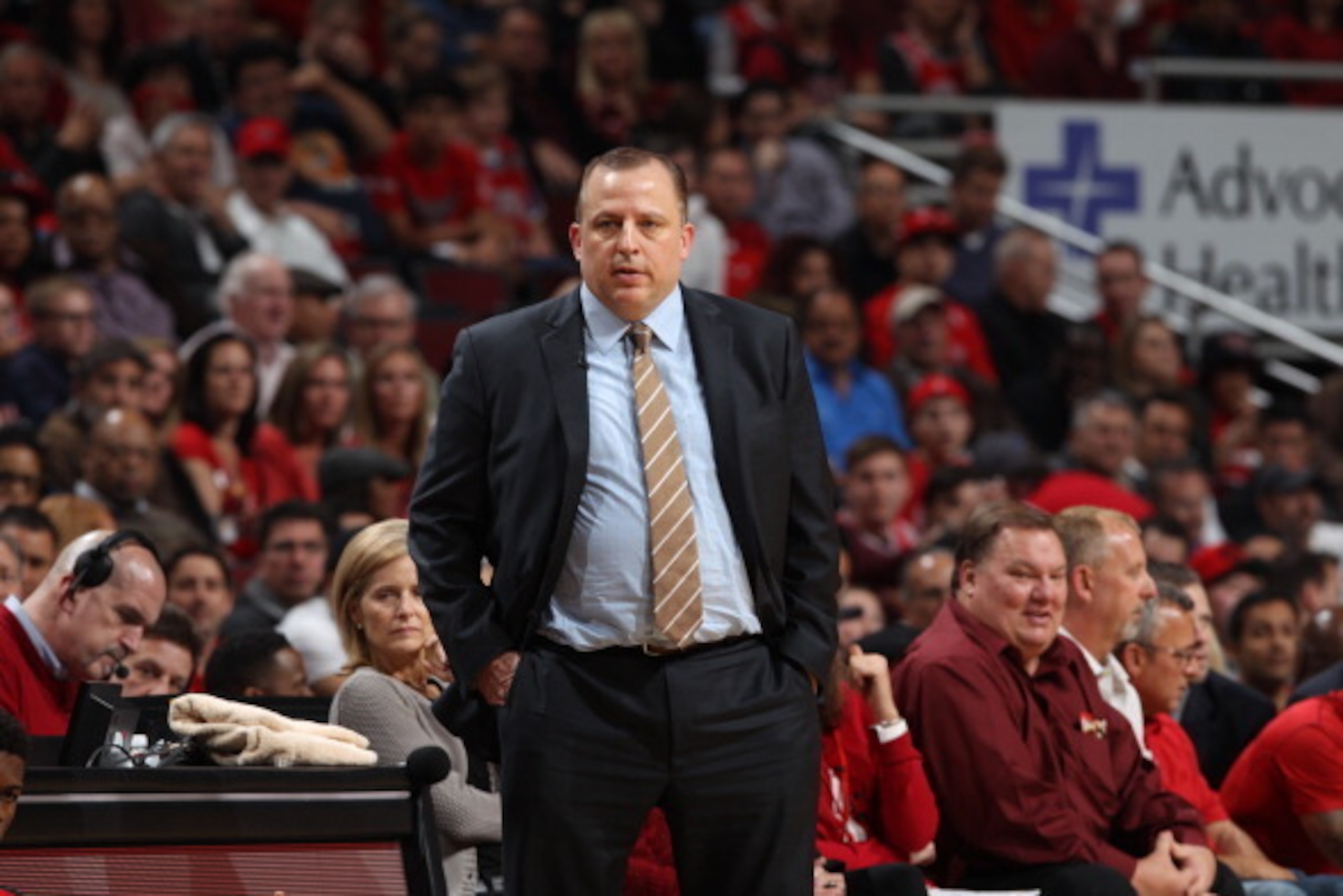 CHICAGO, IL - APRIL 29: Tom Thibodeau of the Chicago Bulls looks on in Game 5 of the Eastern Conference Quarterfinals against the Washington Wizards in the 2014 NBA Playoffs on April 29, 2014 at the United Center in Chicago, Illinois. NOTE TO USER: User e