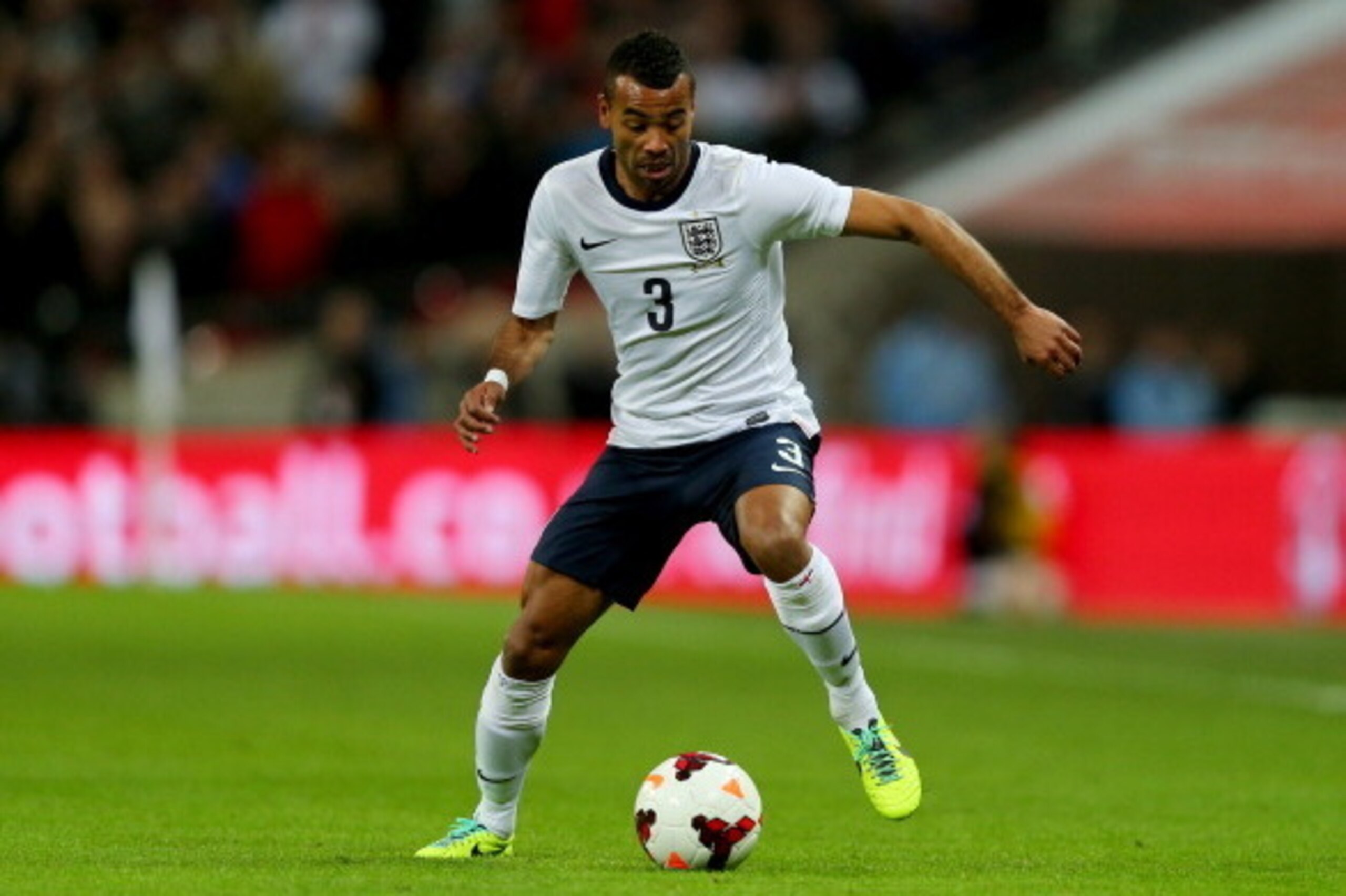 LONDON, ENGLAND - NOVEMBER 19:  Ashley Cole of England in action during the international friendly match between England and Germany at Wembley Stadium on November 19, 2013 in London, England.  (Photo by Clive Rose/Getty Images)