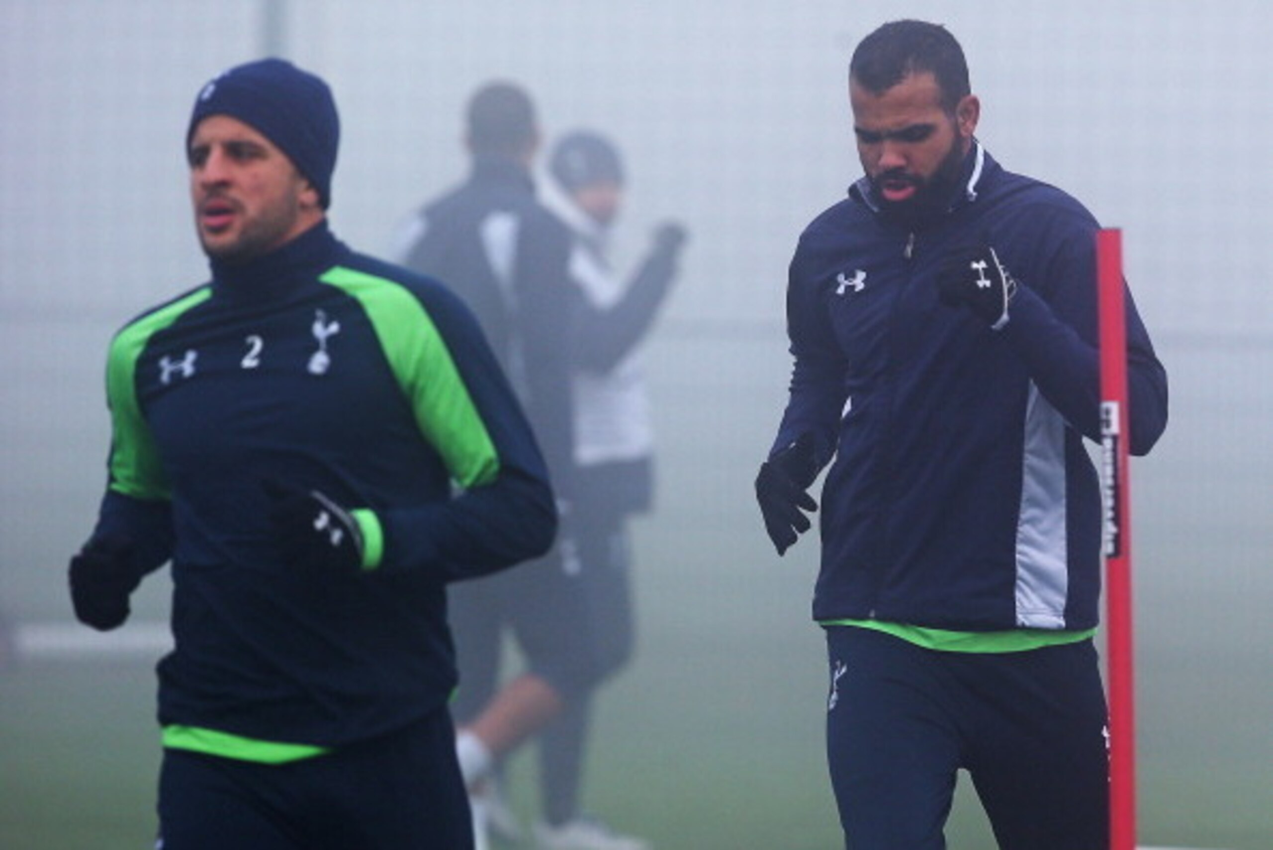 ENFIELD, ENGLAND - DECEMBER 11: Sandro (R) runs through a drill during Tottenham Hotspur training session ahead of their UEFA Europa League group match against FC Anji at Hotspur Way on December 11, 2013 in London, England. (Photo by Charlie Crowhurst/Get ENFIELD, ENGLAND - DECEMBER 11: Sandro (R) runs through a drill during Tottenham Hotspur training session ahead of their UEFA Europa League group match against FC Anji at Hotspur Way on December 11, 2013 in London, England. (Photo by Charlie Crowhurst/Get