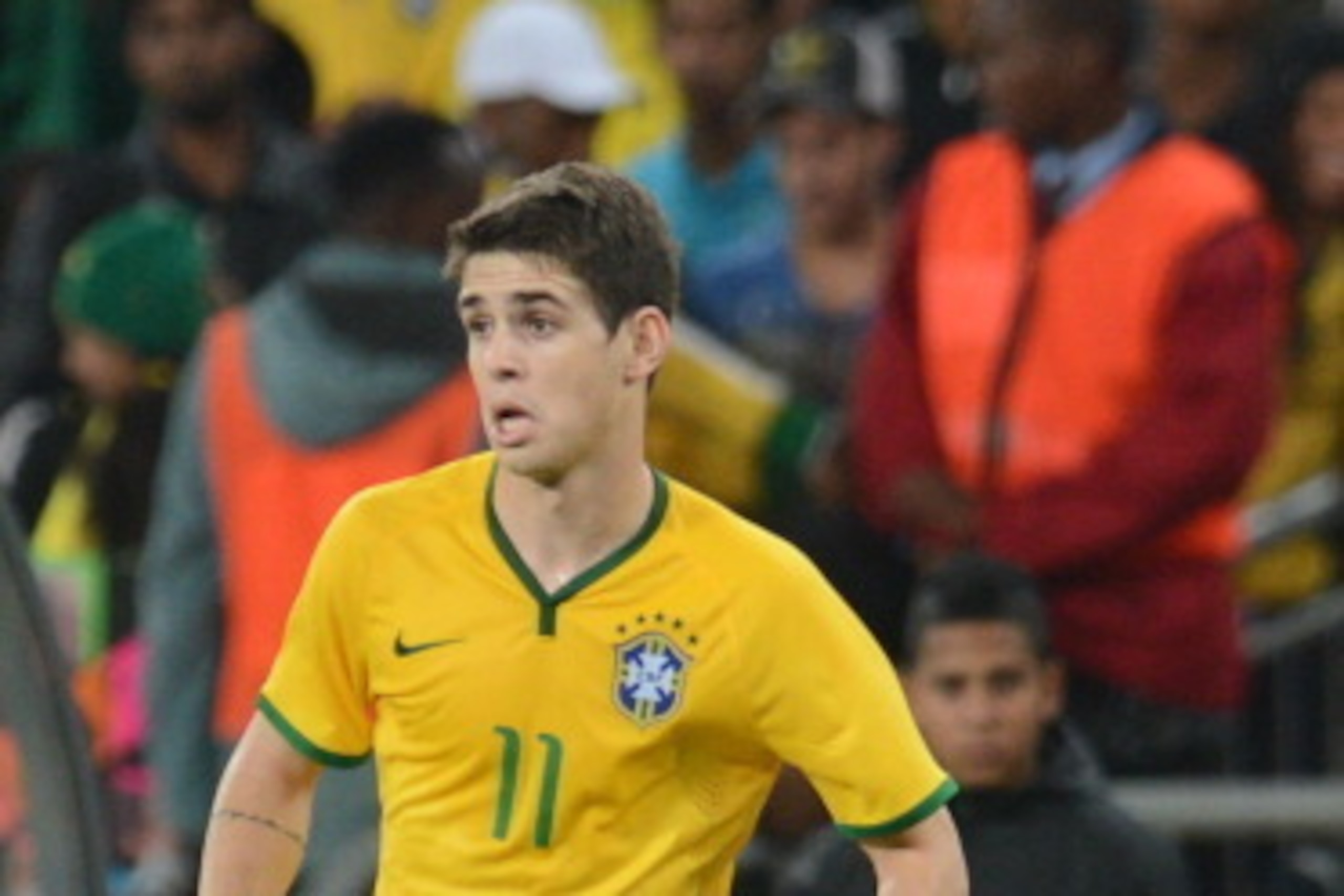 JOHANNESBURG, SOUTH AFRICA - MARCH 05: Oscar of Brazil during the International Friendly match between South Africa and Brazil at FNB Stadium on March 05, 2014 in Johannesburg, South Africa. (Photo by Lefty Shivambu/Gallo Images/Getty Images)