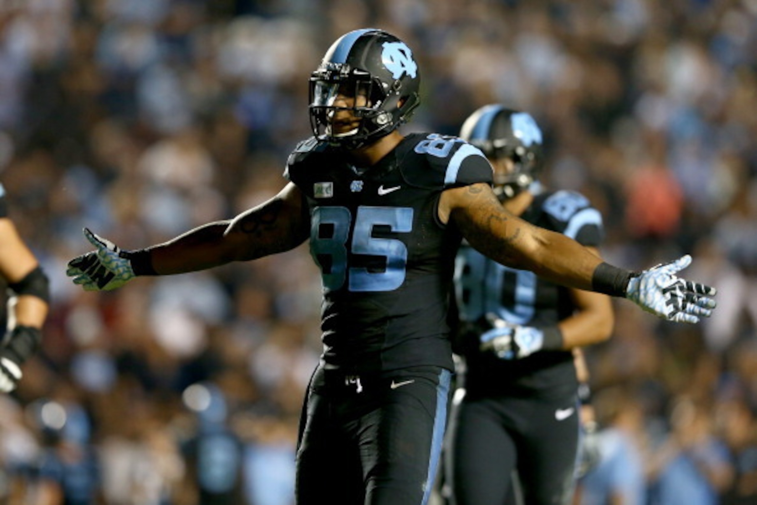 CHAPEL HILL, NC - OCTOBER 17:  Eric Ebron #85 of the North Carolina Tar Heels during their game at Kenan Stadium on October 17, 2013 in Chapel Hill, North Carolina.  (Photo by Streeter Lecka/Getty Images)