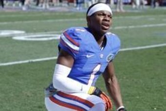 Nov 9, 2013; Gainesville, FL, USA; Florida Gators defensive back Vernon Hargreaves III (1) works out prior to the game against the Vanderbilt Commodores at Ben Hill Griffin Stadium. Mandatory Credit: Kim Klement-USA TODAY Sports