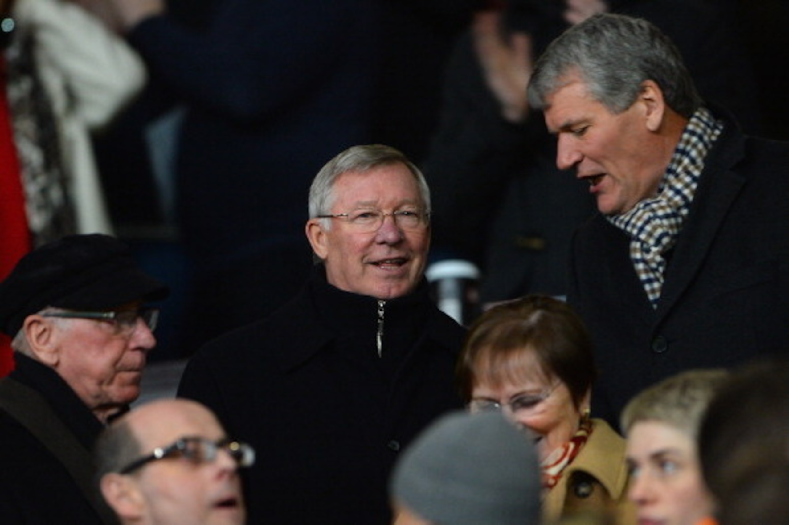 MANCHESTER, ENGLAND - JANUARY 28:  Ex-United Manager Sir Alex Ferguson looks on from the stands prior to the Barclays Premier League match between Manchester United and Cardiff City at Old Trafford on January 28, 2014 in Manchester, England.  (Photo by Mi