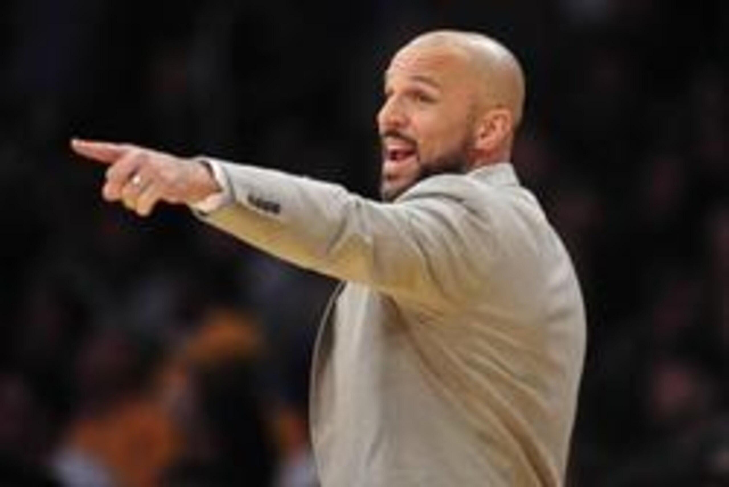 February 23, 2014; Los Angeles, CA, USA; Brooklyn Nets head coach Jason Kidd watches game action against the Los Angeles Lakers during the second half at Staples Center. Mandatory Credit: Gary A. Vasquez-USA TODAY Sports