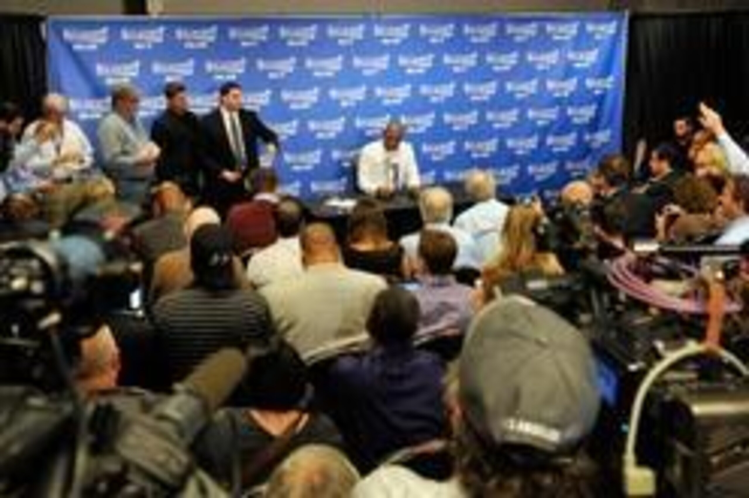 Apr 29, 2014; Los Angeles, CA, USA; Los Angeles Clippers head coach Doc Rivers talks during a press conference prior to the game between the Golden State Warriors and Los Angeles Clippers in game five of the first round of the 2014 NBA Playoffs at Staples