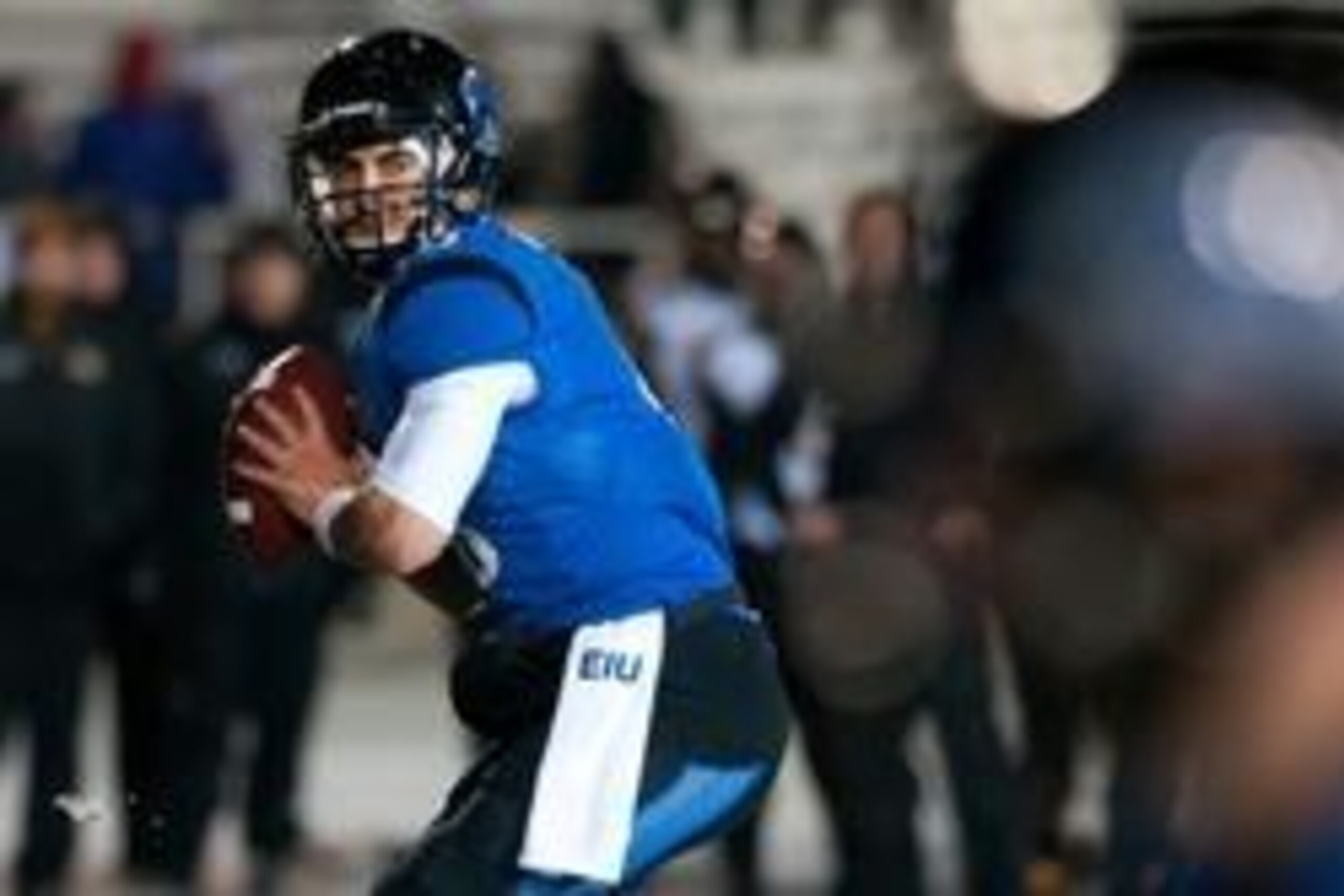 Dec 13, 2013; Charleston, IL, USA;  Eastern Illinois Panthers quarterback Jimmy Garoppolo (10) during the third quarter against the Towson Tigers at O'Brien Field. Mandatory Credit: Bradley Leeb-USA TODAY Sports