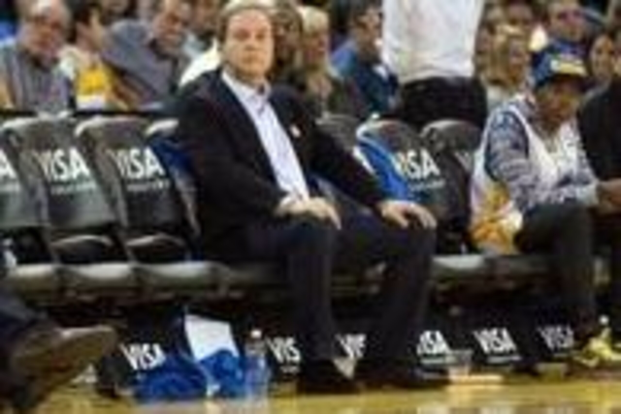 Oct 30, 2013; Oakland, CA, USA; Golden State Warriors owner Joe Lacob on the sideline against the Los Angeles Lakers during the third quarter at Oracle Arena. The Golden State Warriors defeated the Los Angeles Lakers 125-94. Mandatory Credit: Kelley L Cox