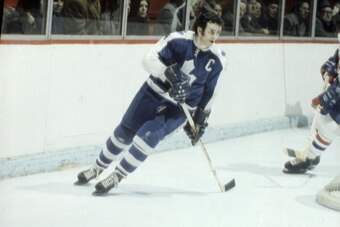 MONTREAL - 1970's:  Dave Keon #14 of the Toronto Maple Leafs skates against the Montreal Canadiens.  (Photo by Denis Brodeur/NHLI/via Getty Images)