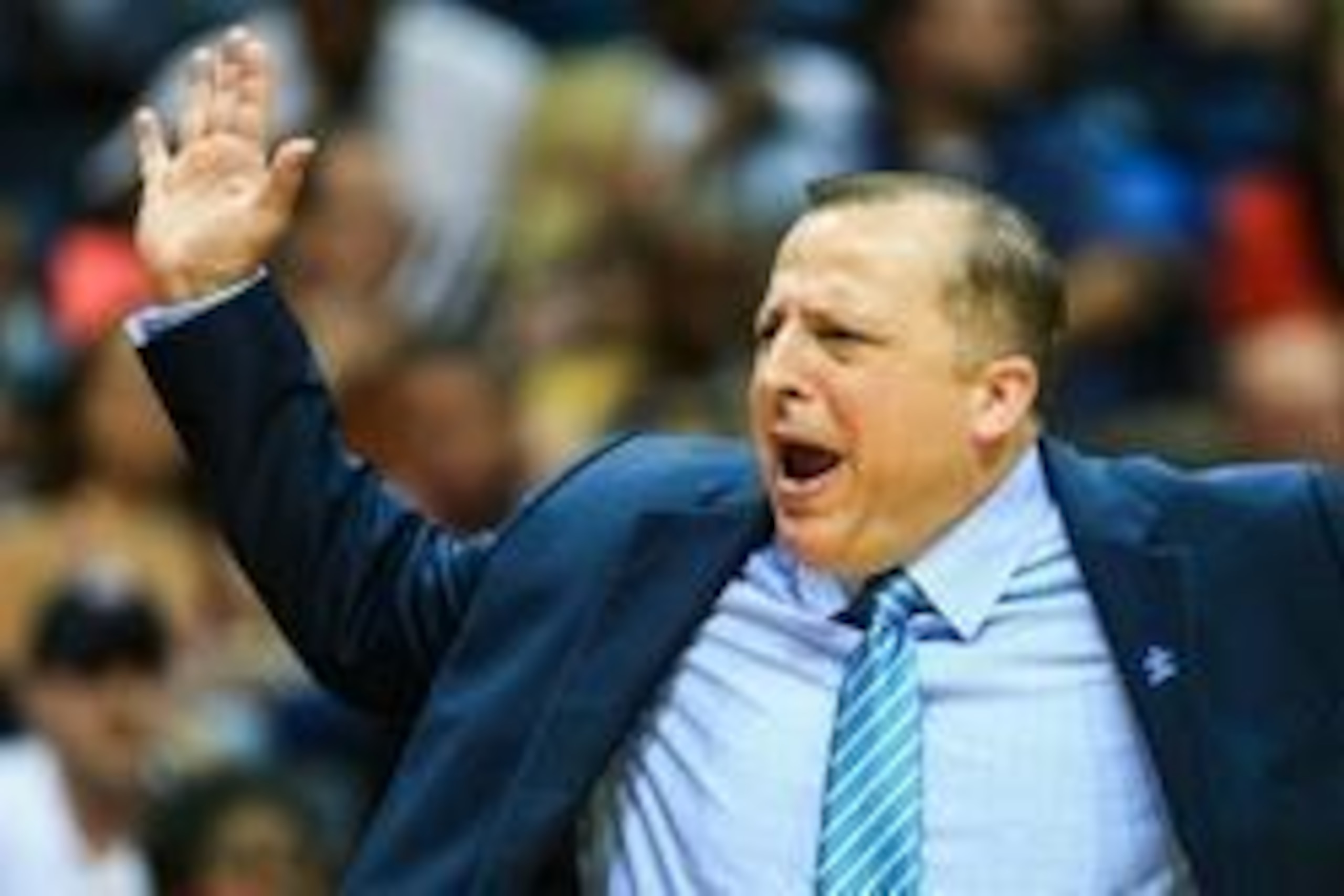 Apr 2, 2014; Atlanta, GA, USA; Chicago Bulls head coach Tom Thibodeau reacts to a play in the first half against the Atlanta Hawks at Philips Arena. Mandatory Credit: Daniel Shirey-USA TODAY Sports