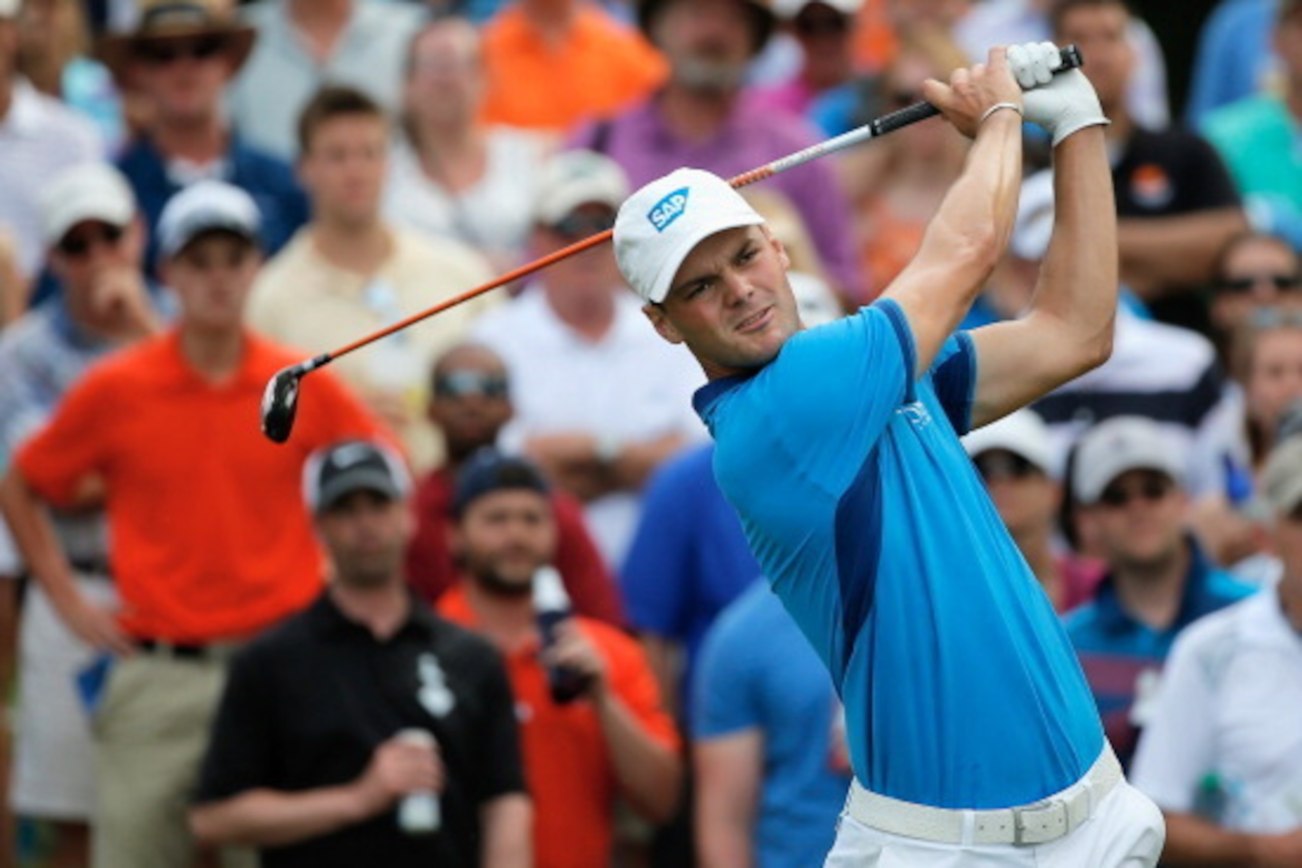 PONTE VEDRA BEACH, FL - MAY 10:  Martin Kaymer of Germany hits his tee shot on the 12th hole during the third round of THE PLAYERS Championship on the stadium course at TPC Sawgrass on May 10, 2014 in Ponte Vedra Beach, Florida.  (Photo by Kevin C. Cox/Ge