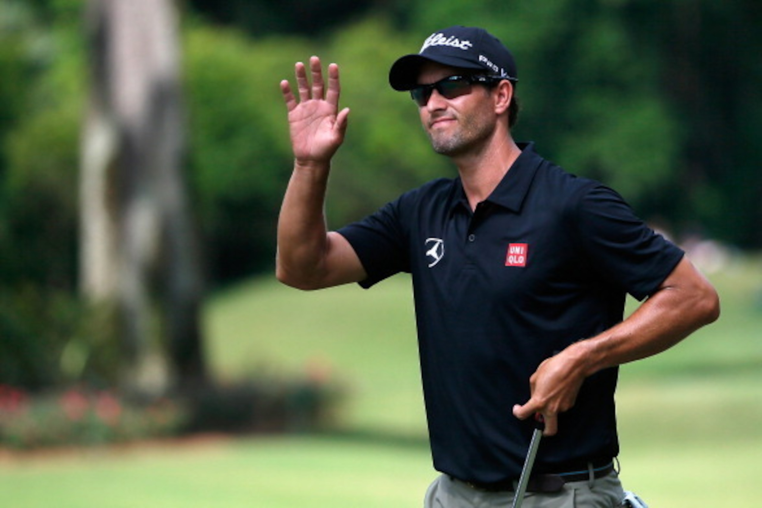 PONTE VEDRA BEACH, FL - MAY 10:  Adam Scott of Australia makes birdie on the eighth hole during the third round of THE PLAYERS Championship on the stadium course at TPC Sawgrass on May 10, 2014 in Ponte Vedra Beach, Florida.  (Photo by Kevin C. Cox/Getty 