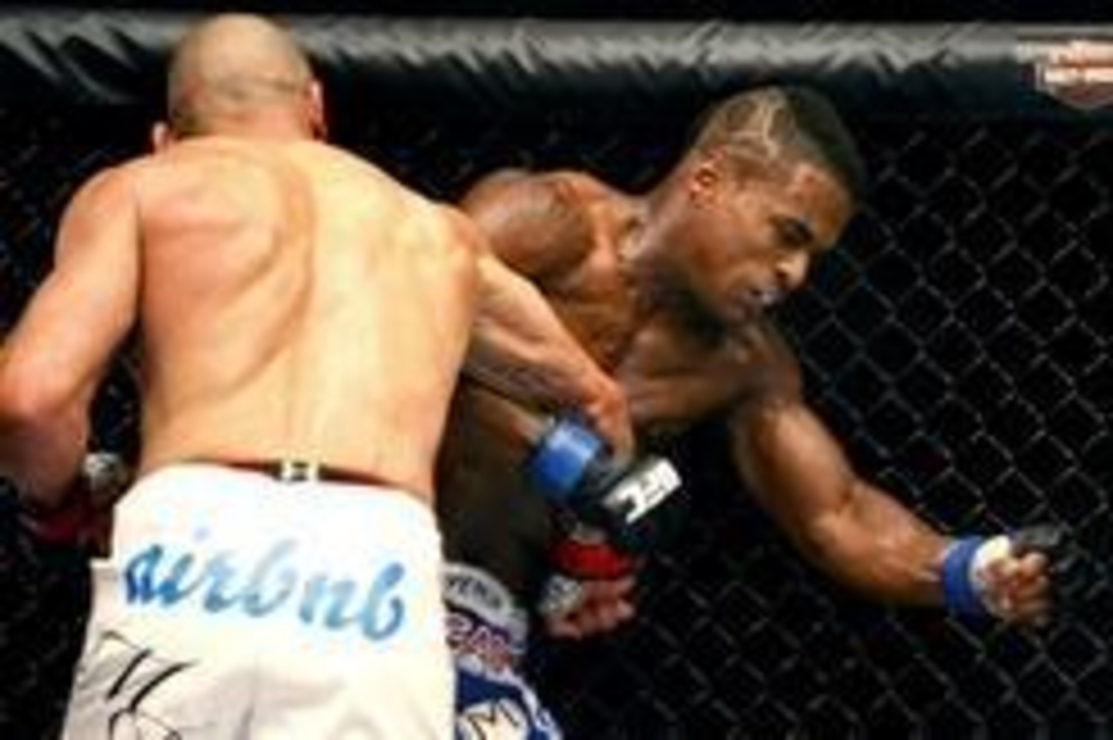 May 10, 2014; Cincinnati, OH, USA; Costas Philippou (red gloves) fights Lorenz Larkin (blue gloves) during a middleweight bout at US Bank Arena. Mandatory Credit: Joe Maiorana-USA TODAY Sports