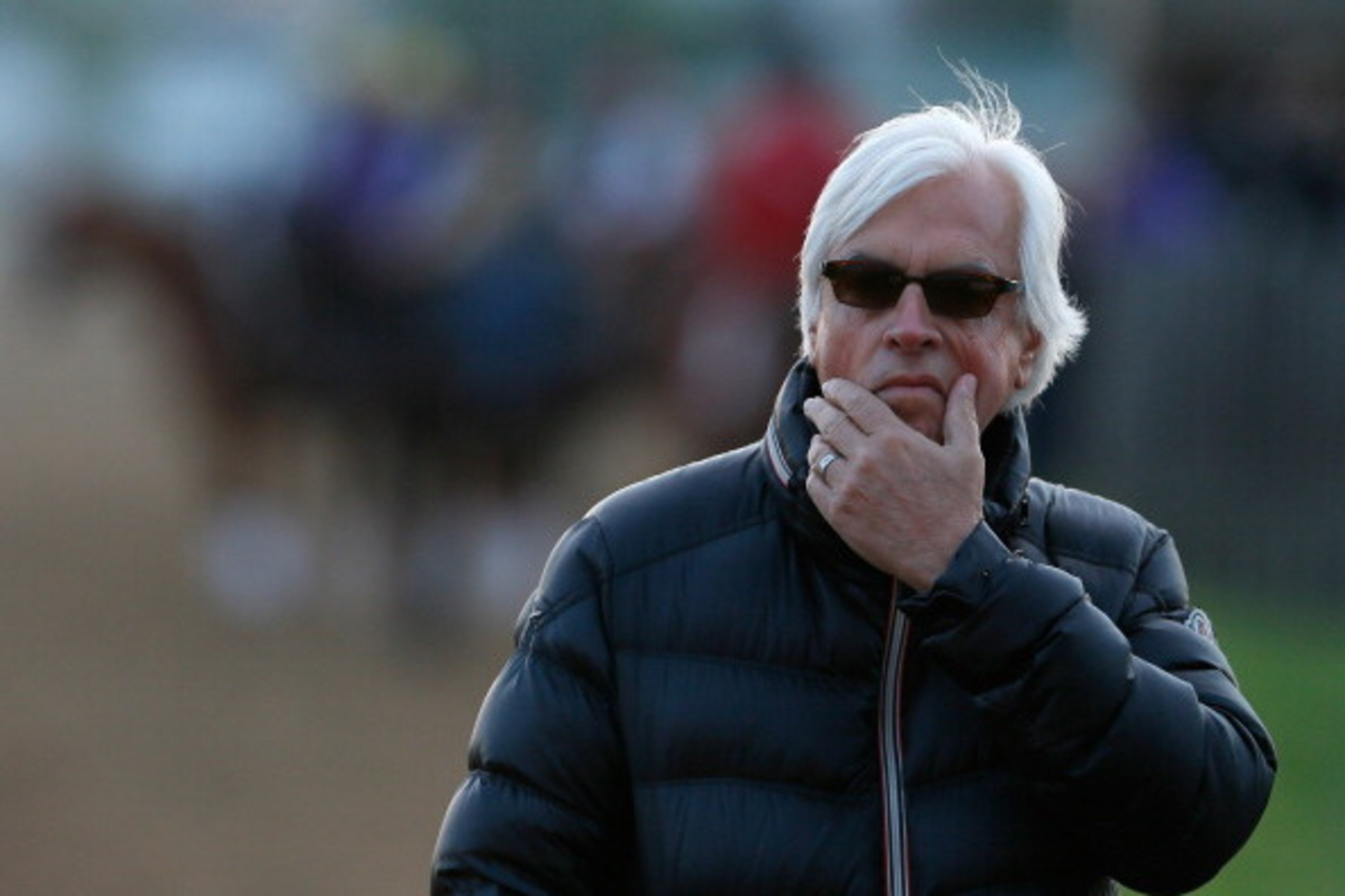 LOUISVILLE, KY - MAY 01:  Bob Baffert, trainer of Kentucky Derby contenders Hoppertunity and Chitu, watches track activity during early morning workouts at Churchill Downs on May 1, 2014 in Louisville, Kentucky.  (Photo by Kevin C. Cox/Getty Images)