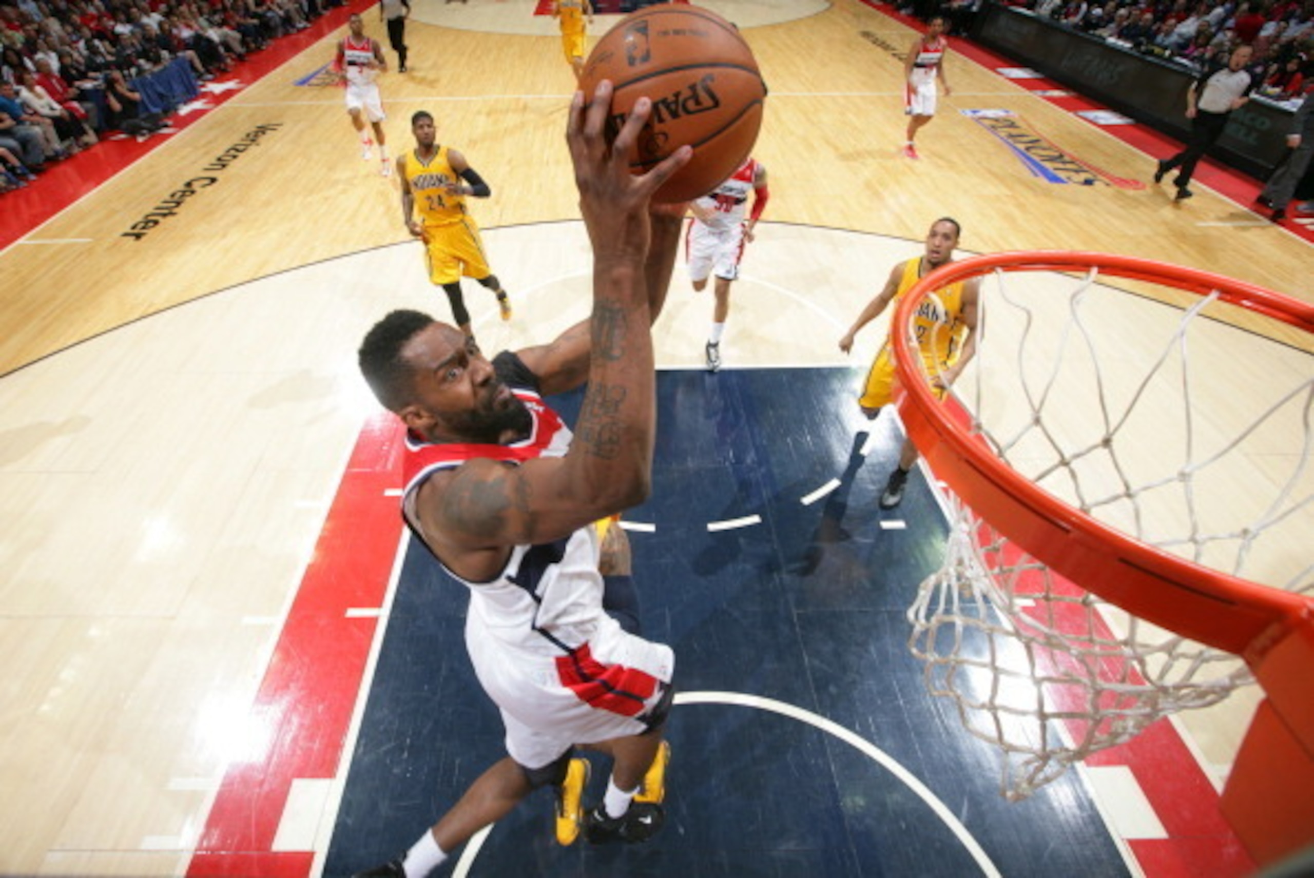 WASHINGTON, DC - MAY 11: Martell Webster #9 of the Washington Wizards dunks against the Indiana Pacers in Game Four of the Eastern Conference Semifinals during the 2014 NBA Playoffs at the Verizon Center on May 11, 2014 in Washington, DC. NOTE TO USER: Us WASHINGTON, DC - MAY 11: Martell Webster #9 of the Washington Wizards dunks against the Indiana Pacers in Game Four of the Eastern Conference Semifinals during the 2014 NBA Playoffs at the Verizon Center on May 11, 2014 in Washington, DC. NOTE TO USER: Us