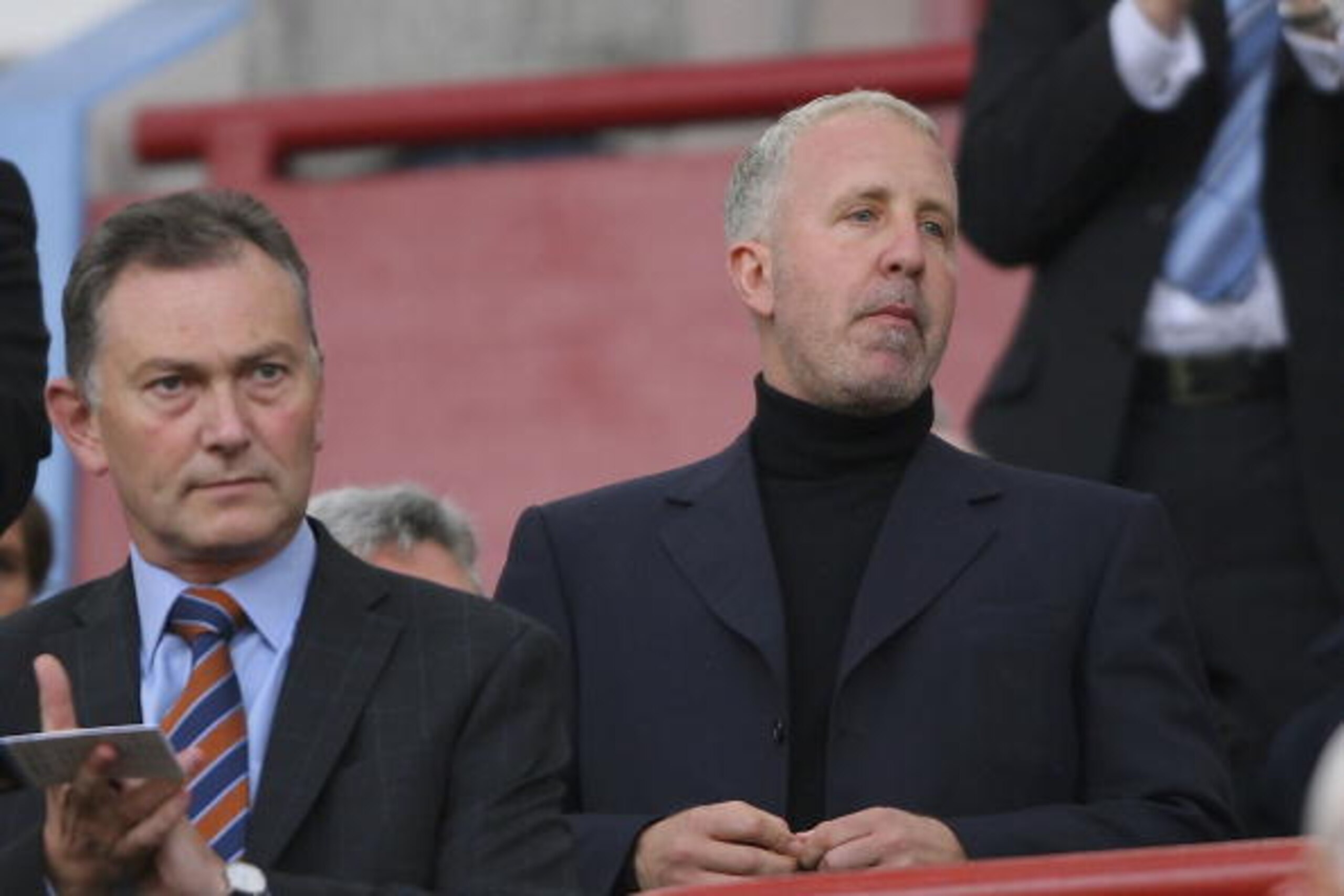 BIRMINGHAM, UNITED KINGDOM - OCTOBER 14:  Villa chairman Randy Lerner (r) takes his seat during the Barclays Premiership match between Aston villa and Tottenham Hotspur at Villa Park on October 14, 2006 in Birmingham, England.  (Photo by Stu Forster/Getty