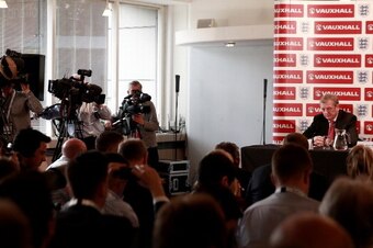 LUTON, ENGLAND - MAY 12:  England manager Roy Hodgson talks to the media during his England World Cup Squad announcement on May 12, 2014 in Luton, England.  (Photo by Scott Heavey/Getty Images)