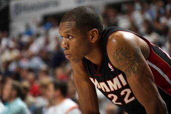 CHARLOTTE, NC - APRIL 28:  James Jones #22 of the Miami Heat looks on against the Charlotte Bobcats in Game Four of the Eastern Conference Quarterfinals against the Charlotte Bobcats in the 2014 NBA Playoffs at the Time Warner Cable Arena on April 28, 201