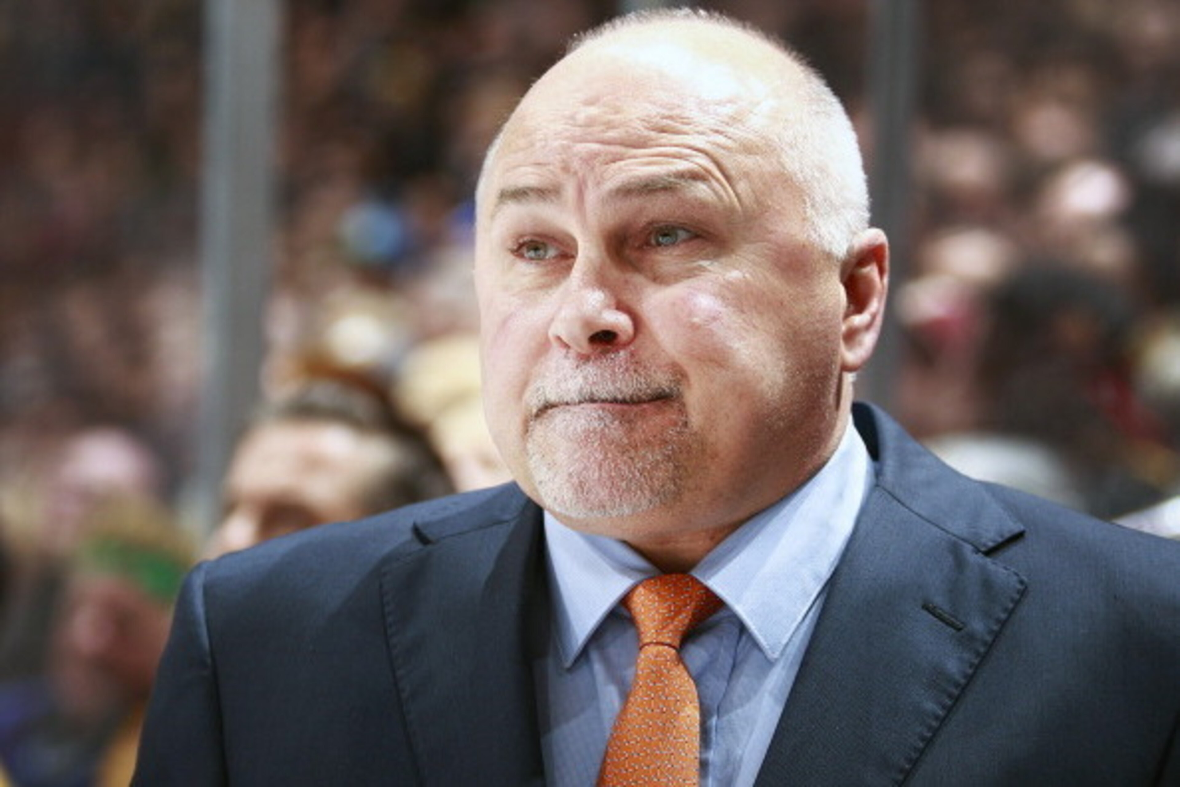 VANCOUVER, BC - MARCH 19: Head coach Barry Trotz of the Nashville Predators looks on from the bench during their NHL game against the Vancouver Canucks at Rogers Arena March 19, 2014 in Vancouver, British Columbia, Canada. Vancouver won 2-0. (Photo by J VANCOUVER, BC - MARCH 19: Head coach Barry Trotz of the Nashville Predators looks on from the bench during their NHL game against the Vancouver Canucks at Rogers Arena March 19, 2014 in Vancouver, British Columbia, Canada. Vancouver won 2-0. (Photo by J