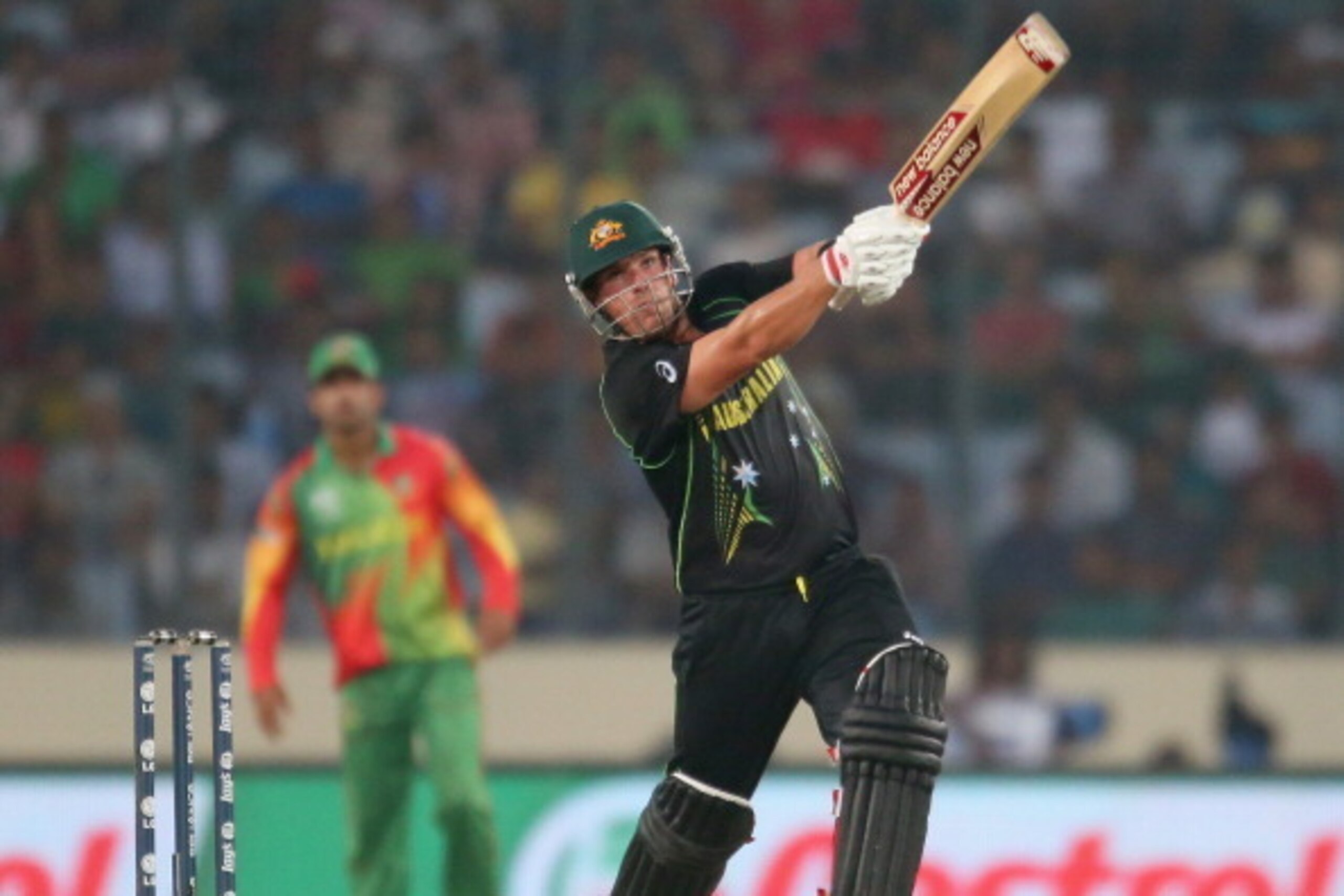 DHAKA, BANGLADESH - APRIL 01:  Aaron Finch of Australia bats during the ICC World Twenty20 Bangladesh 2014 match between Bangladesh and Australia at Sher-e-Bangla Mirpur Stadium on April 1, 2014 in Dhaka, Bangladesh.  (Photo by Scott Barbour/Getty Images)