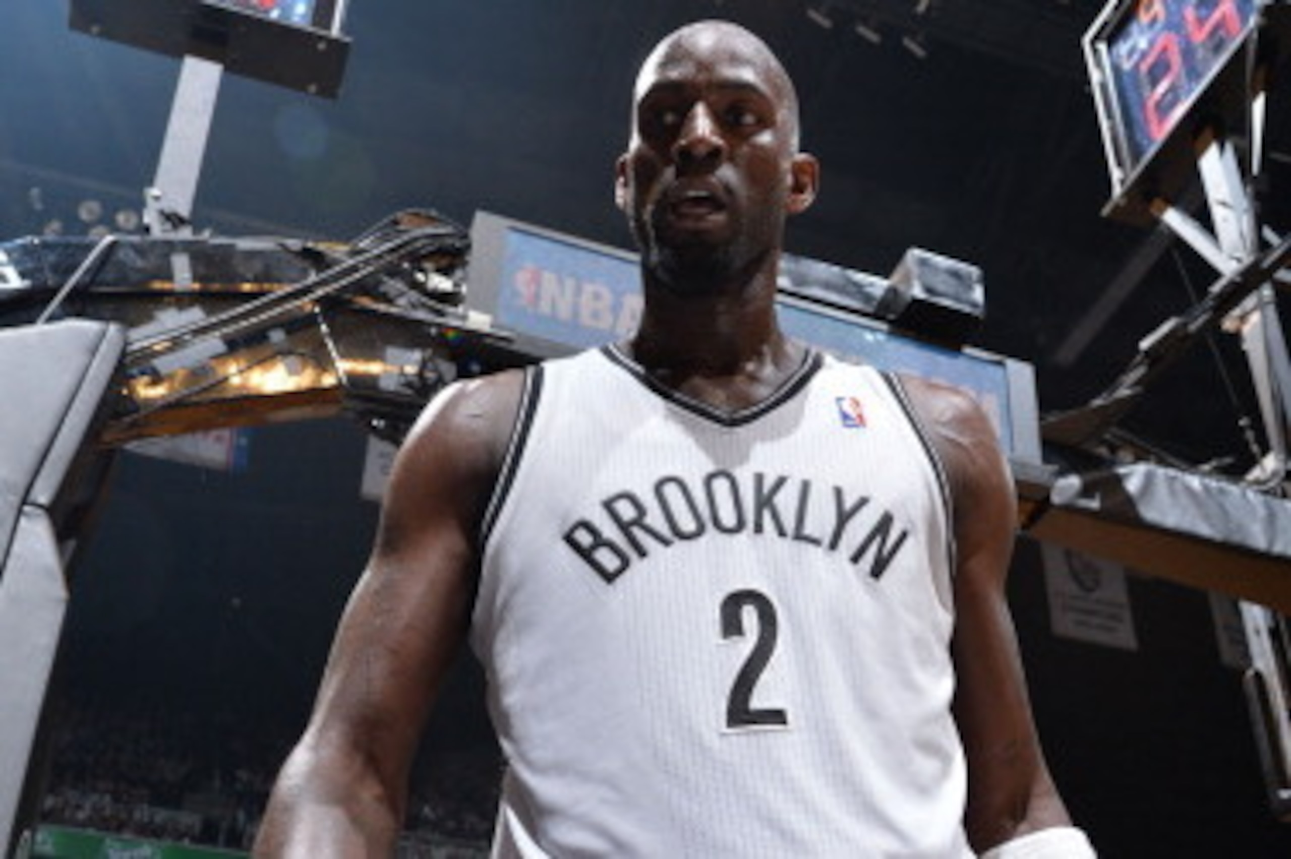 BROOKLYN, NY - MAY 12: Kevin Garnett #2 of the Brooklyn Nets during the game against the Miami Heat in Game Four of the Eastern Conference Semifinals on May 12, 2014 at Barclays Center in Brooklyn. NOTE TO USER: User expressly acknowledges and agrees that