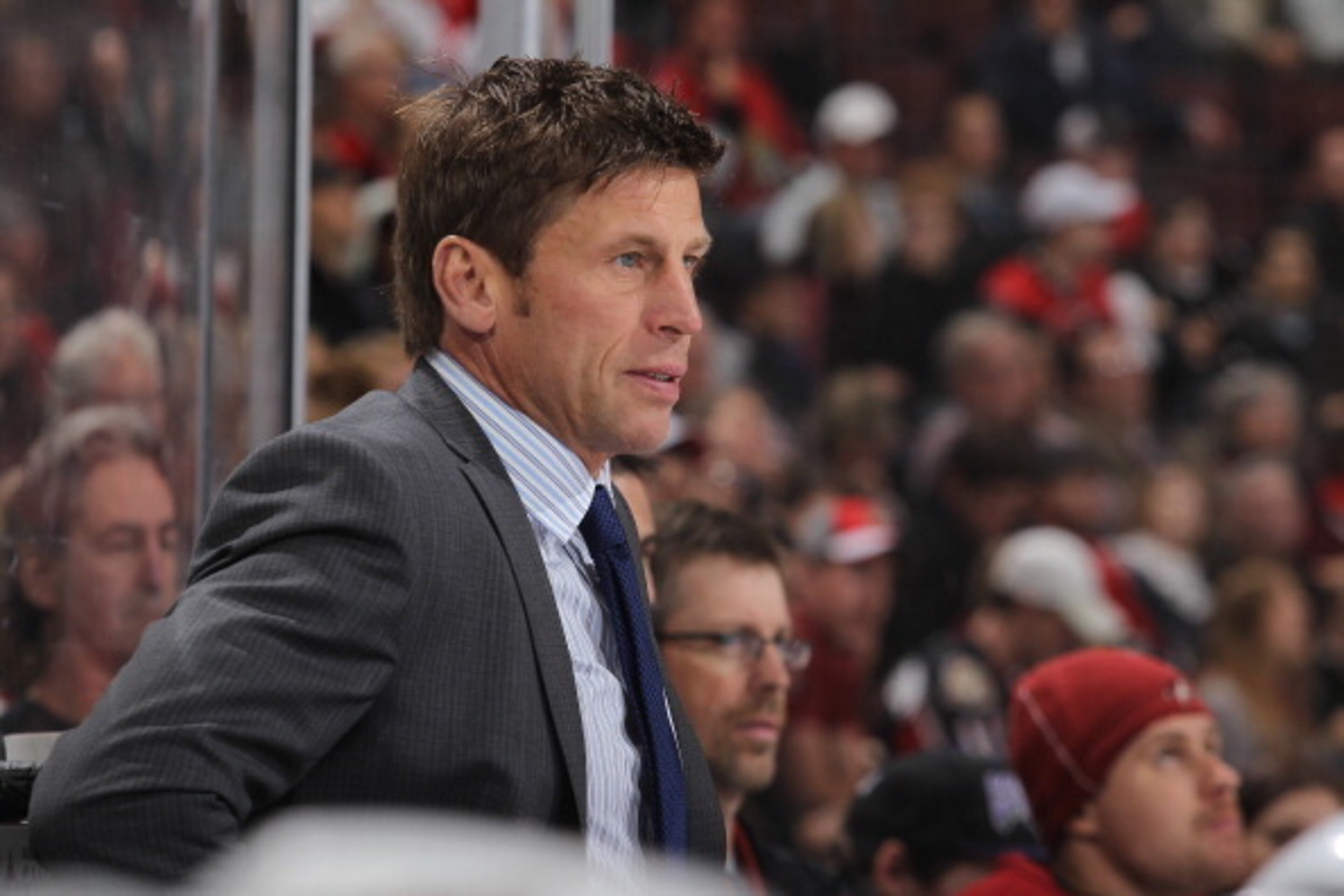 OTTAWA - OCTOBER 26: Ulf Samuelsson of the Phoenix Coyotes looks on from the players' bench during an NHL a game against the Ottawa Senators at Scotiabank Place on October 26, 2010 in Ottawa, Ontario, Canada.  (Photo by Andre Ringuette/NHLI via Getty Imag