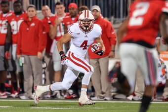 COLUMBUS, OH - SEPTEMBER 28:  Jared Abbrederis #4 of the Wisconsin Badgers runs with the ball against the Ohio State Buckeyes at Ohio Stadium on September 28, 2013 in Columbus, Ohio.  (Photo by Jamie Sabau/Getty Images)