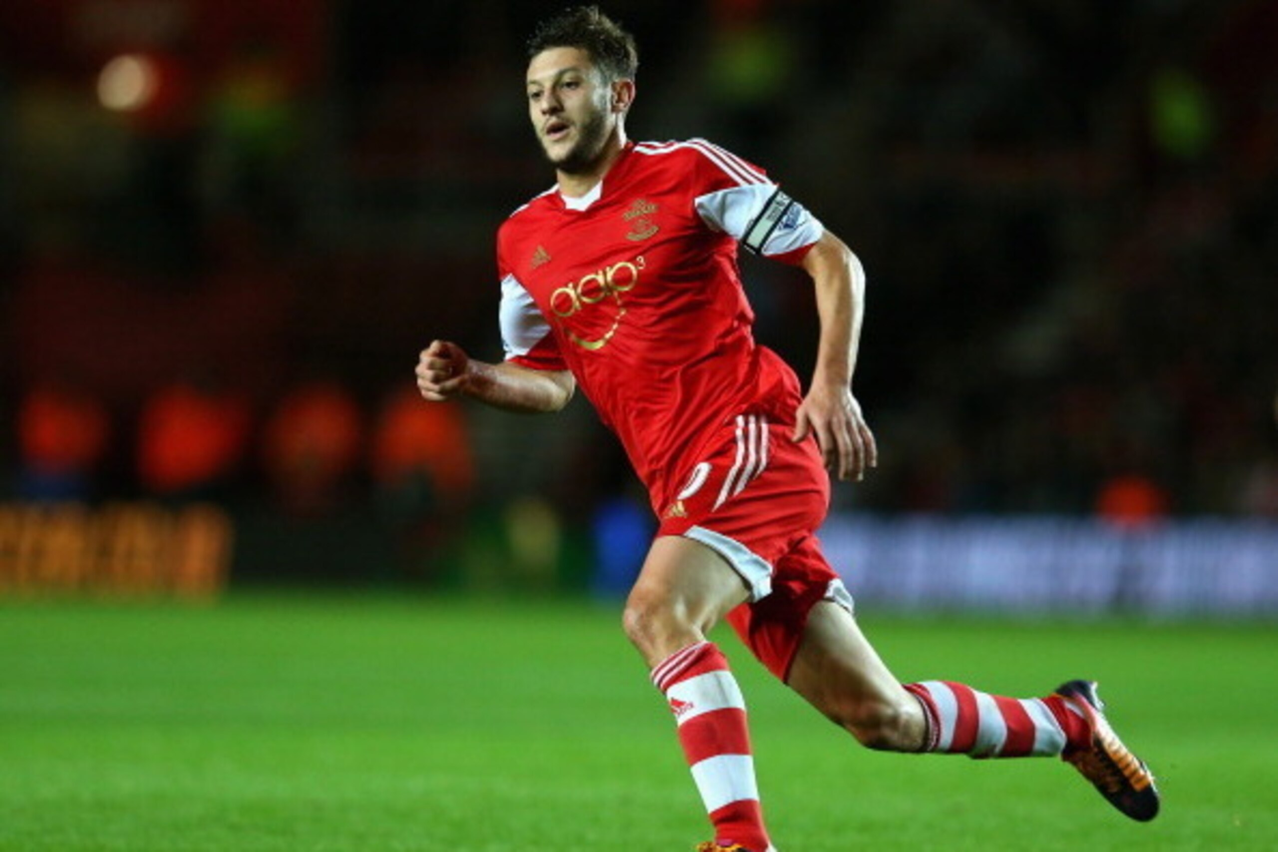 SOUTHAMPTON, ENGLAND - OCTOBER 26:  Adam Lallana of Southampton in action during the Barclays Premier League match between Southampton and Fulham at St Mary's Stadium on October 26, 2013 in Southampton, England.  (Photo by Julian Finney/Getty Images)