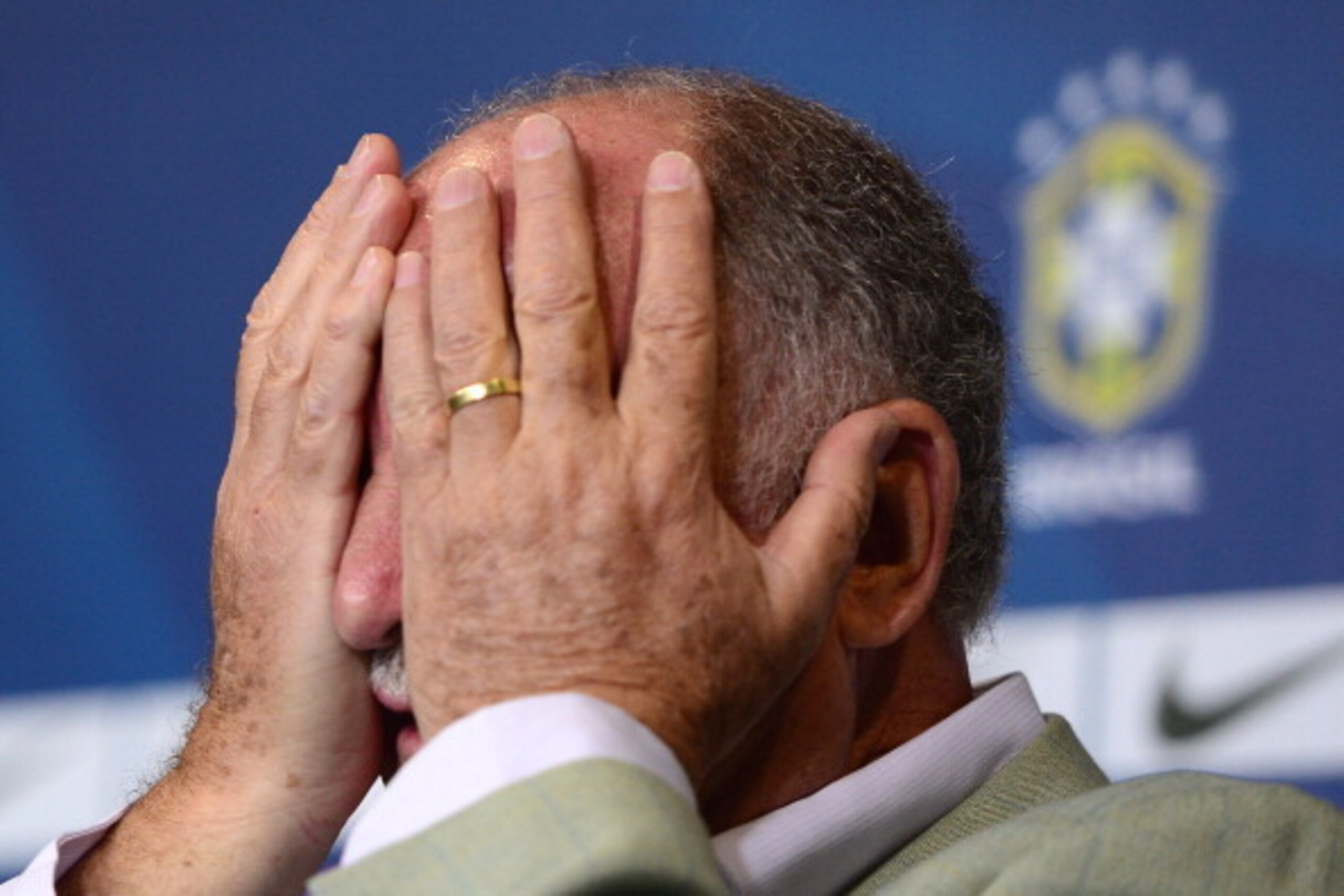 RIO DE JANEIRO, BRAZIL - FEBRUARY 11: Brazilian football team coach Luiz Felipe Scolari attends a press conference ahead of the international friendly match against South Africa at Headquarters of Vivo, sponsor of Brazilian Football Confederation - CBF on
