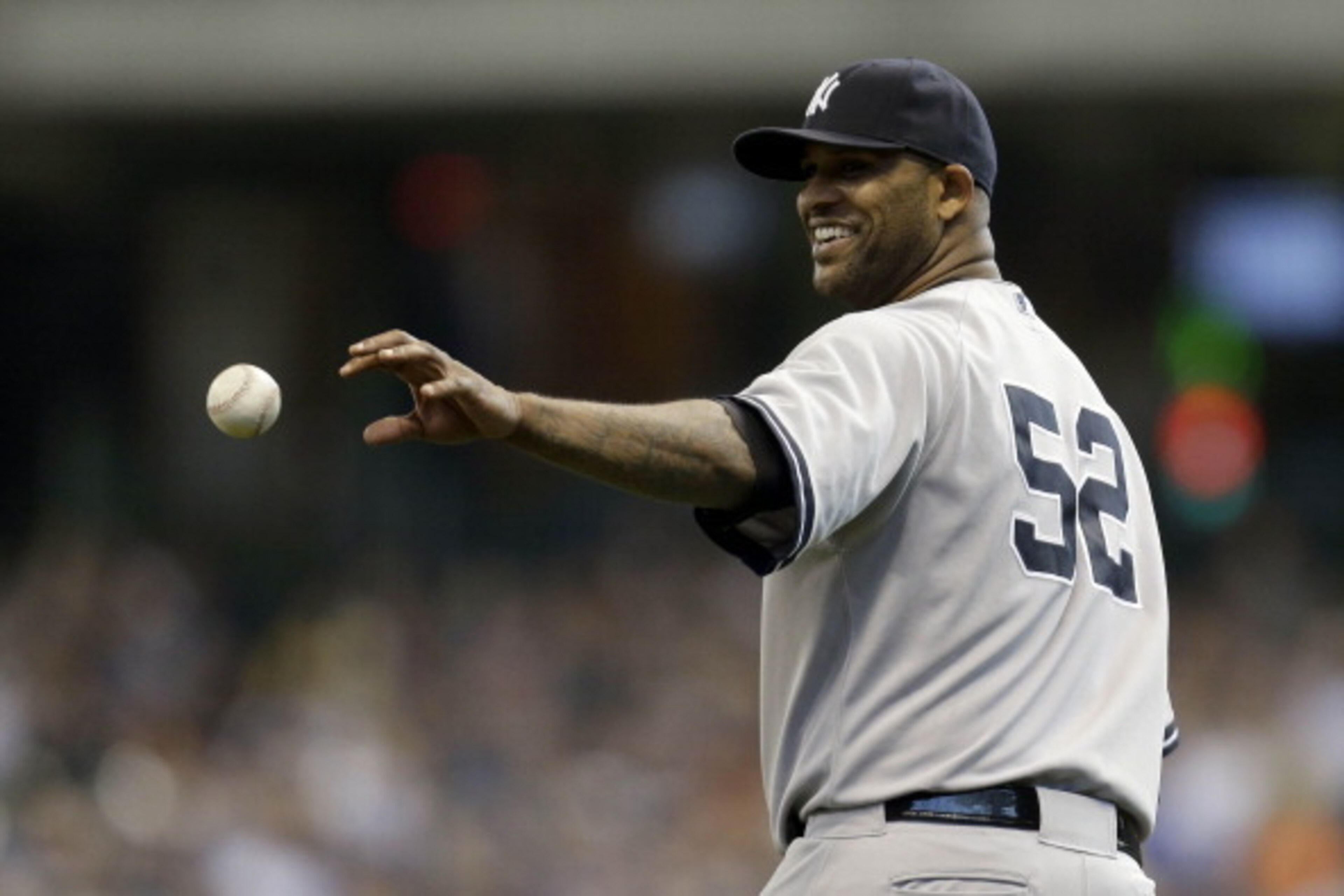 MILWAUKEE, WI - MAY 10: C.C. Sabathia of the New York Yankees pitches in the bottom of the first inning against the Milwaukee Brewers during the Interleague game at Miller Park on May 10, 2014 in Milwaukee, Wisconsin. (Photo by Mike McGinnis/Getty Images)