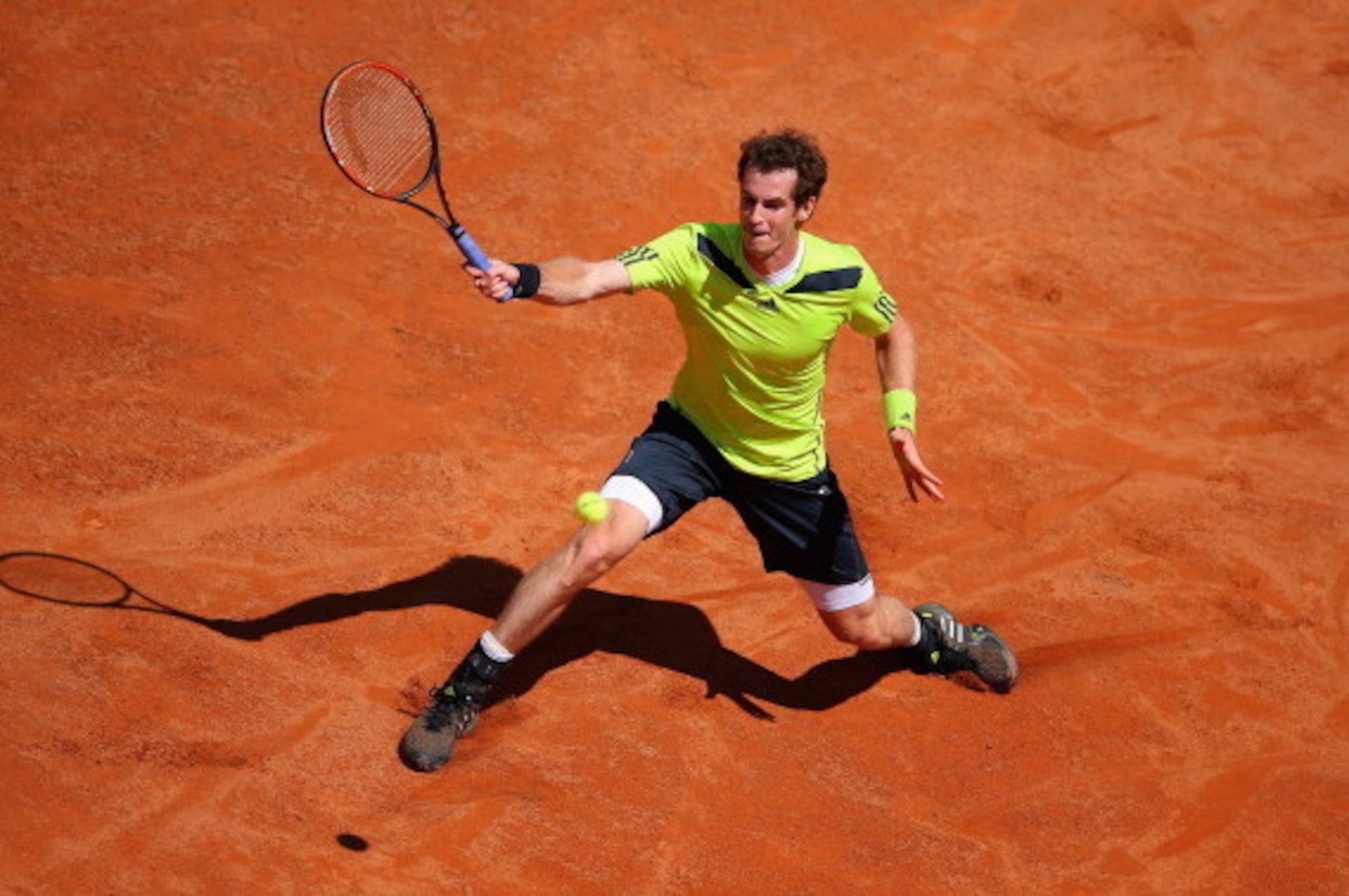 ROME, ITALY - MAY 14:  Andy Murray of Great Britain in action against Marcel Granollers of Spain during day four of the Internazionali BNL d'Italia tennis 2014 on May 14, 2014 in Rome, Italy.  (Photo by Julian Finney/Getty Images)