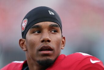 SAN FRANCISCO, CA - OCTOBER 06:  Wide receiver Kyle Williams #10 of the San Francisco 49ers looks on against the Houston Texans at Candlestick Park on October 6, 2013 in San Francisco, California.  (Photo by Jeff Gross/Getty Images)
