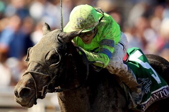 ARCADIA, CA - NOVEMBER 02:  Javier Castellano rides Ria Antonia to win the Juvenile Fillies during the 2013 Breeders' Cup World Championships at Santa Anita Park on November 2, 2013 in Arcadia, California.  (Photo by Matthew Stockman/Getty Images)