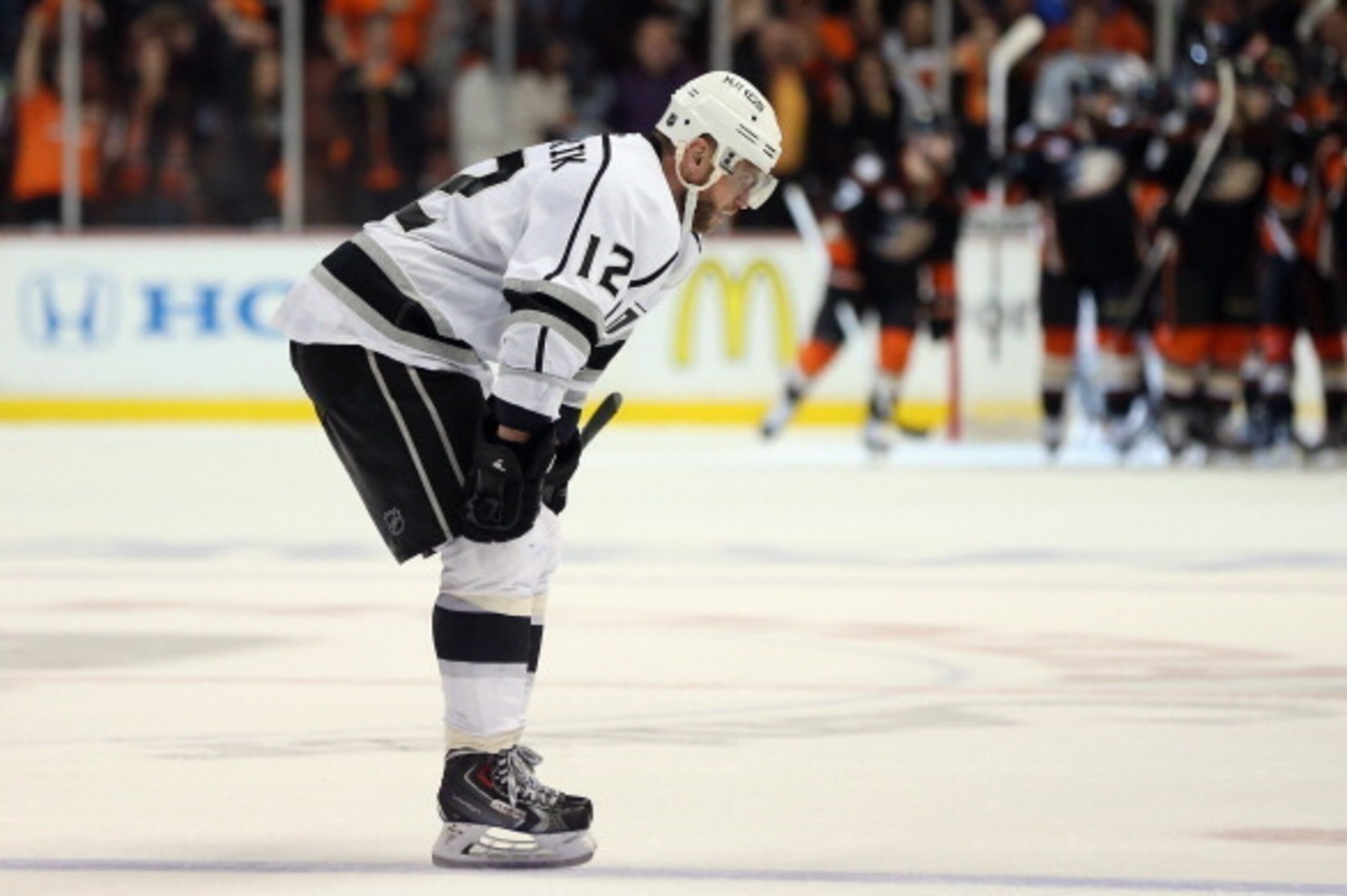 ANAHEIM, CA - MAY 12: Marian Gaborik #12 of the Los Angeles Kings looks down following the Kings' 3-4 loss to the Anaheim Ducks in Game Five of the Second Round of the 2014 NHL Stanley Cup Playoffs at Honda Center on May 12, 2014 in Anaheim, California. ANAHEIM, CA - MAY 12: Marian Gaborik #12 of the Los Angeles Kings looks down following the Kings' 3-4 loss to the Anaheim Ducks in Game Five of the Second Round of the 2014 NHL Stanley Cup Playoffs at Honda Center on May 12, 2014 in Anaheim, California.