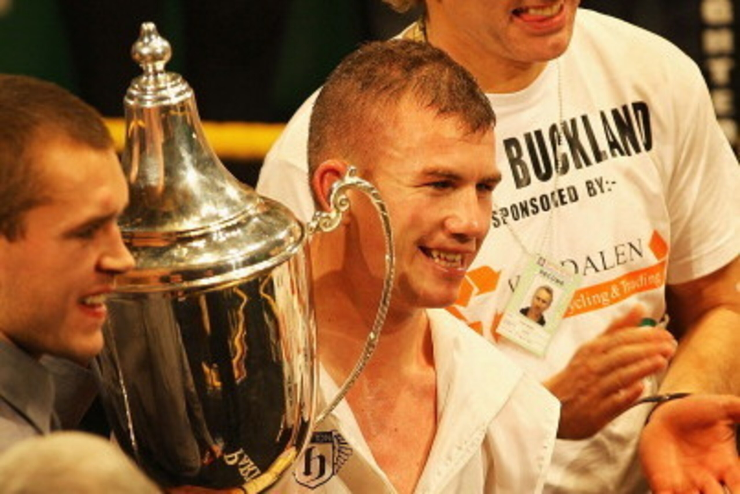 LONDON, ENGLAND - NOVEMBER 20:  Gary Buckland of Cardiff celebrates winning the Final of the Super-Featherweights of the Prize Fighter Series at York Hall on November 20, 2010 in London, England.  (Photo by Matthew Lewis/Getty Images)