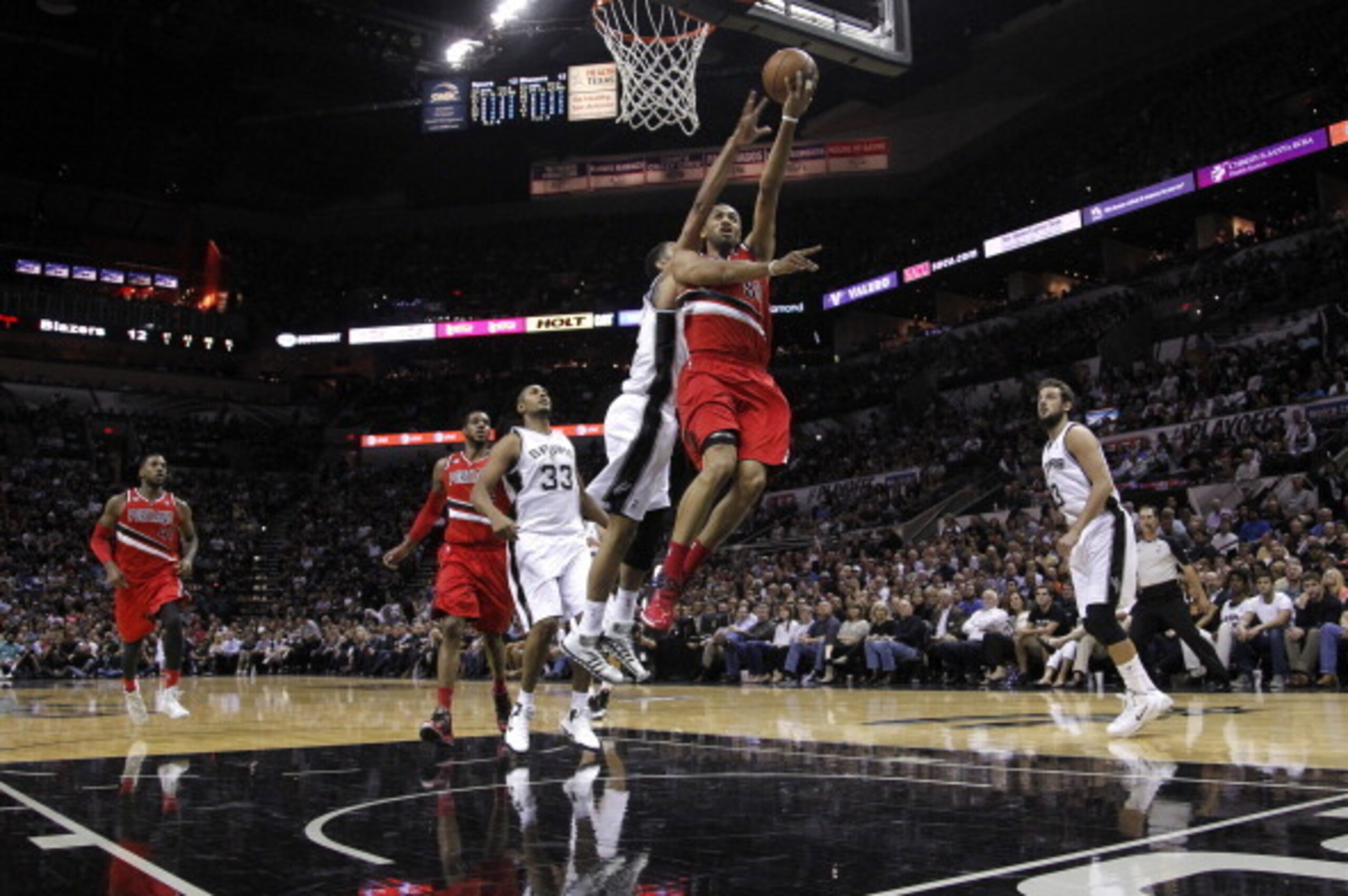 SAN ANTONIO, TX - MAY 14:  Nicolas Batum #88 of the Portland Trail Blazers shoots against the San Antonio Spurs in Game Five of the Western Conference Semifinals during the 2014 NBA Playoffs at the AT&T Center on May 14, 2014 in San Antonio, Texas. NOTE T