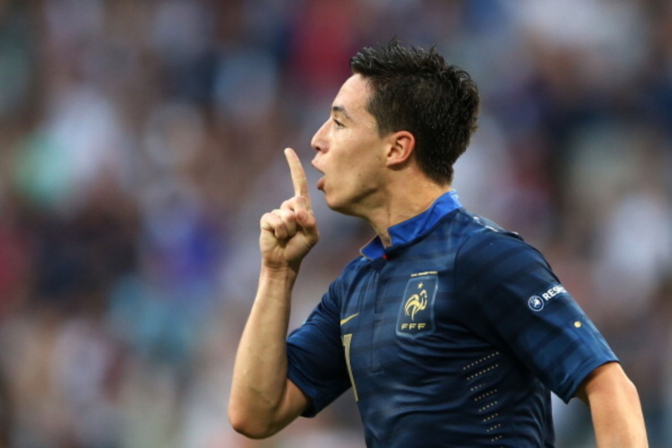 DONETSK, UKRAINE - JUNE 11: Samir Nasri of France celebrates scoring their first goal during the UEFA EURO 2012 group D match between France and England at Donbass Arena on June 11, 2012 in Donetsk, Ukraine. (Photo by Scott Heavey/Getty Images) DONETSK, UKRAINE - JUNE 11: Samir Nasri of France celebrates scoring their first goal during the UEFA EURO 2012 group D match between France and England at Donbass Arena on June 11, 2012 in Donetsk, Ukraine. (Photo by Scott Heavey/Getty Images)